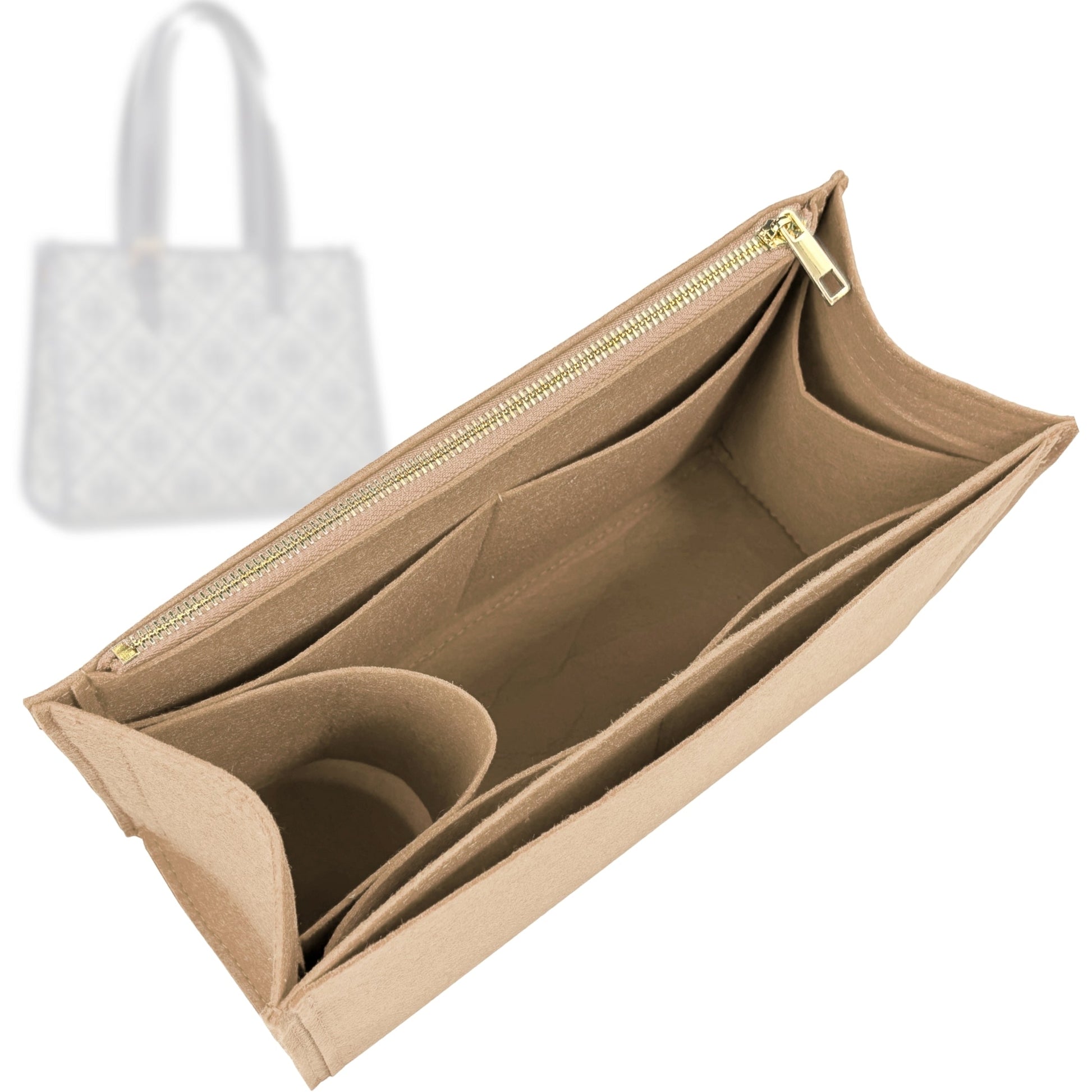 Bag Insert for (Tory Burch, Small T Monogram Embossed Tote) Organizer Tote Purse Organiser Liner Shaper [Premium Felt Material]