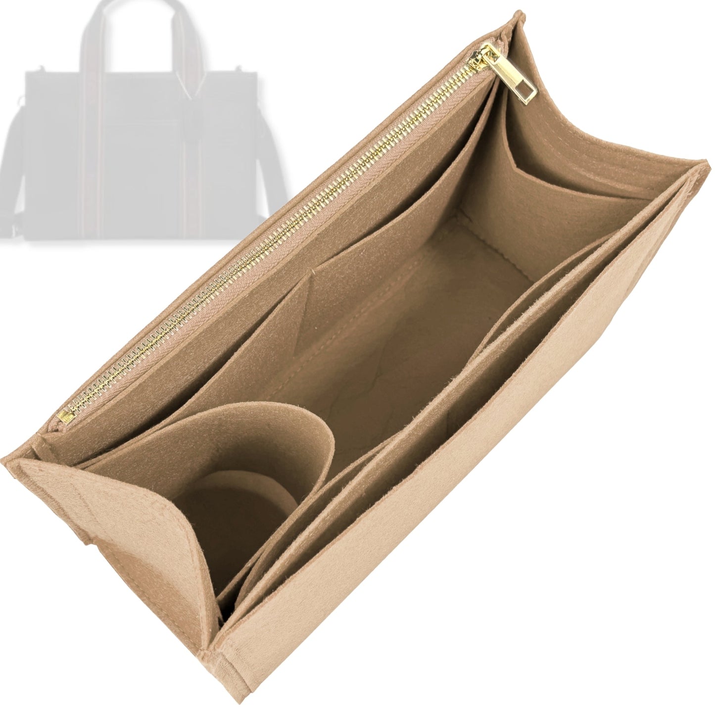 Bag Insert for (Coach, Smith Tote Bag 24) Organizer Tote Purse Organiser Liner Shaper [Premium Felt Material]