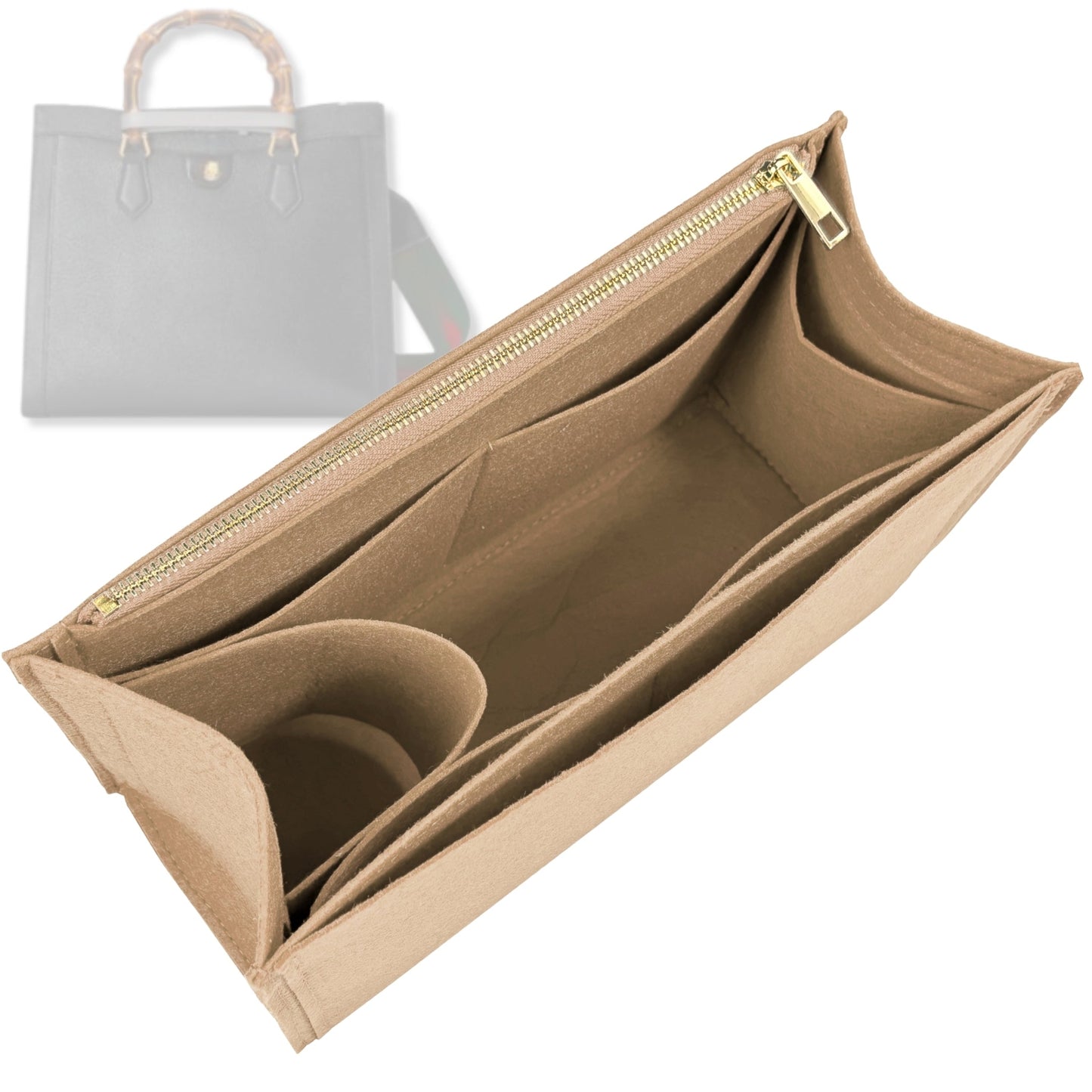 Bag Insert for (Gucci, Diana Large Tote) Organizer Tote Purse Organiser Liner Shaper [Premium Felt Material]