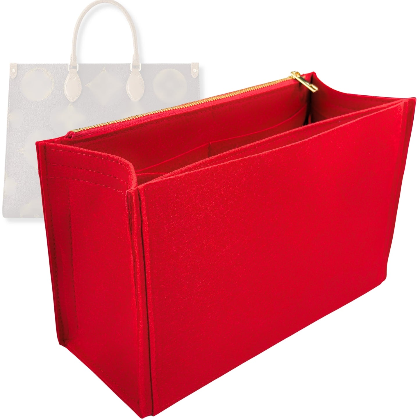 Bag Insert for (LV, OnTheGo GM (Large)) Organizer Tote Purse Organiser Liner Shaper [Premium Felt Material]