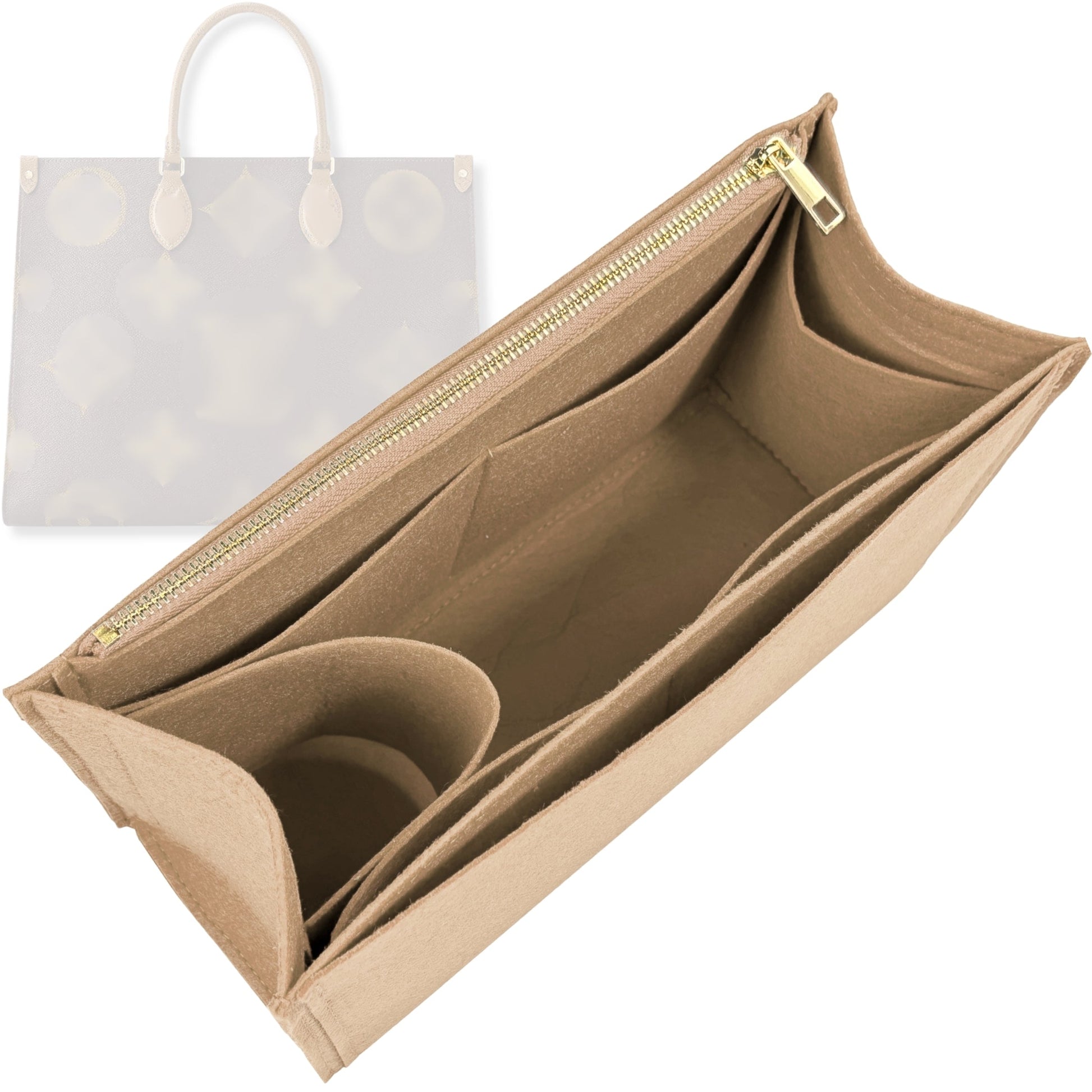 Bag Insert for (LV, OnTheGo MM (Medium)) Organizer Tote Purse Organiser Liner Shaper [Premium Felt Material]