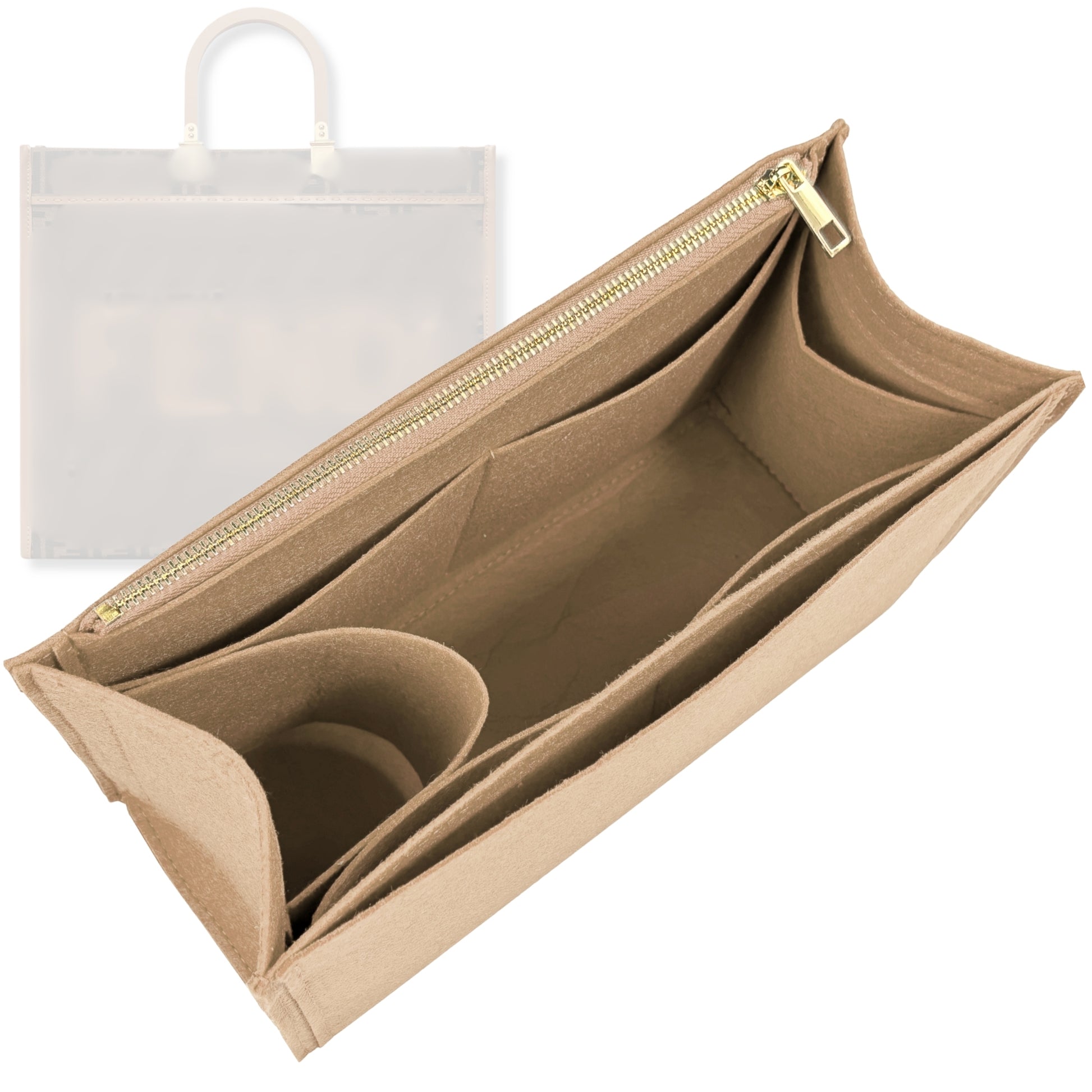 Bag Insert for (Fendi, Sunshine Large) Organizer Tote Purse Organiser Liner Shaper [Premium Felt Material]