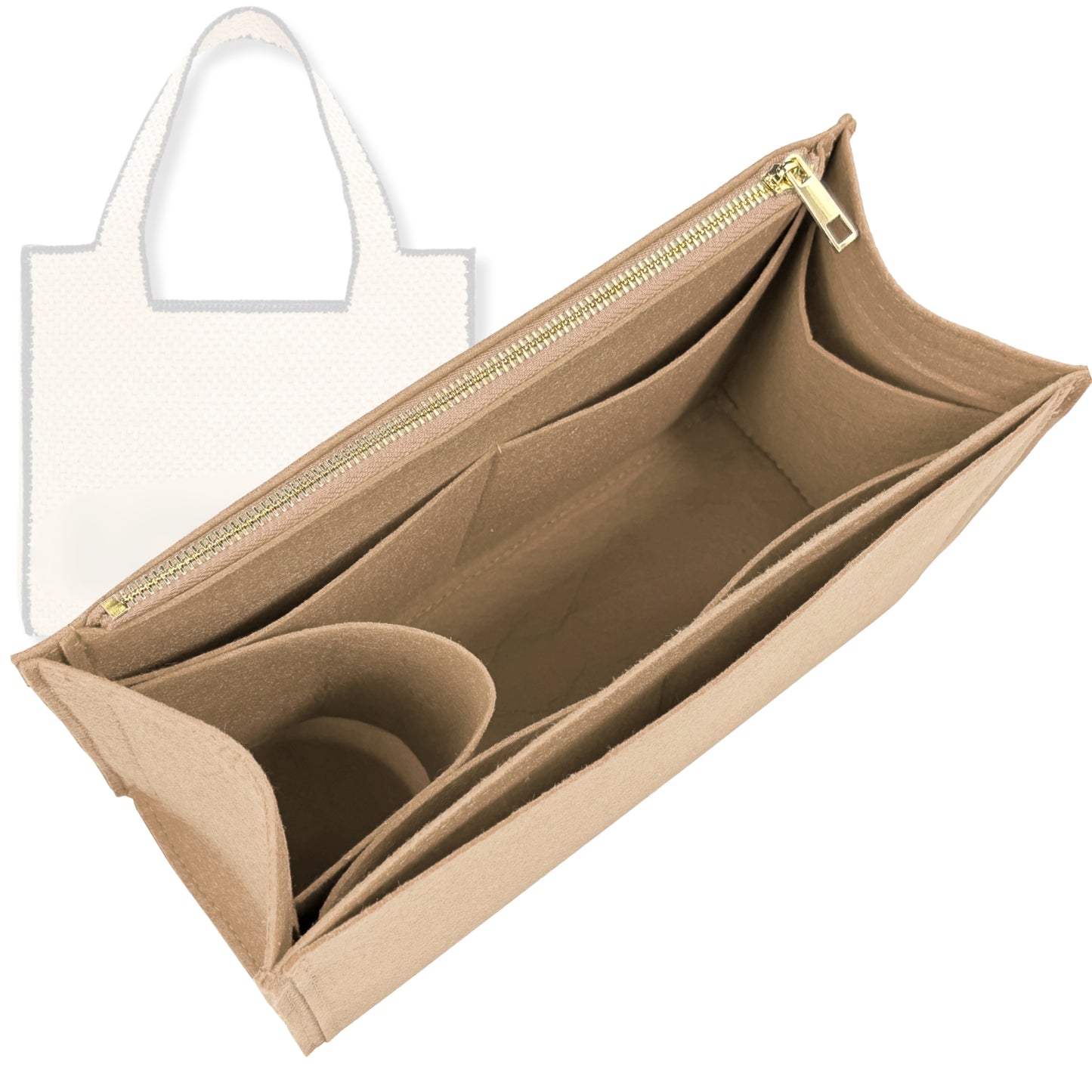 Bag Insert for (Loewe, Large Font Tote in raffia) Organizer Tote Purse Organiser Liner Shaper [Premium Felt Material]
