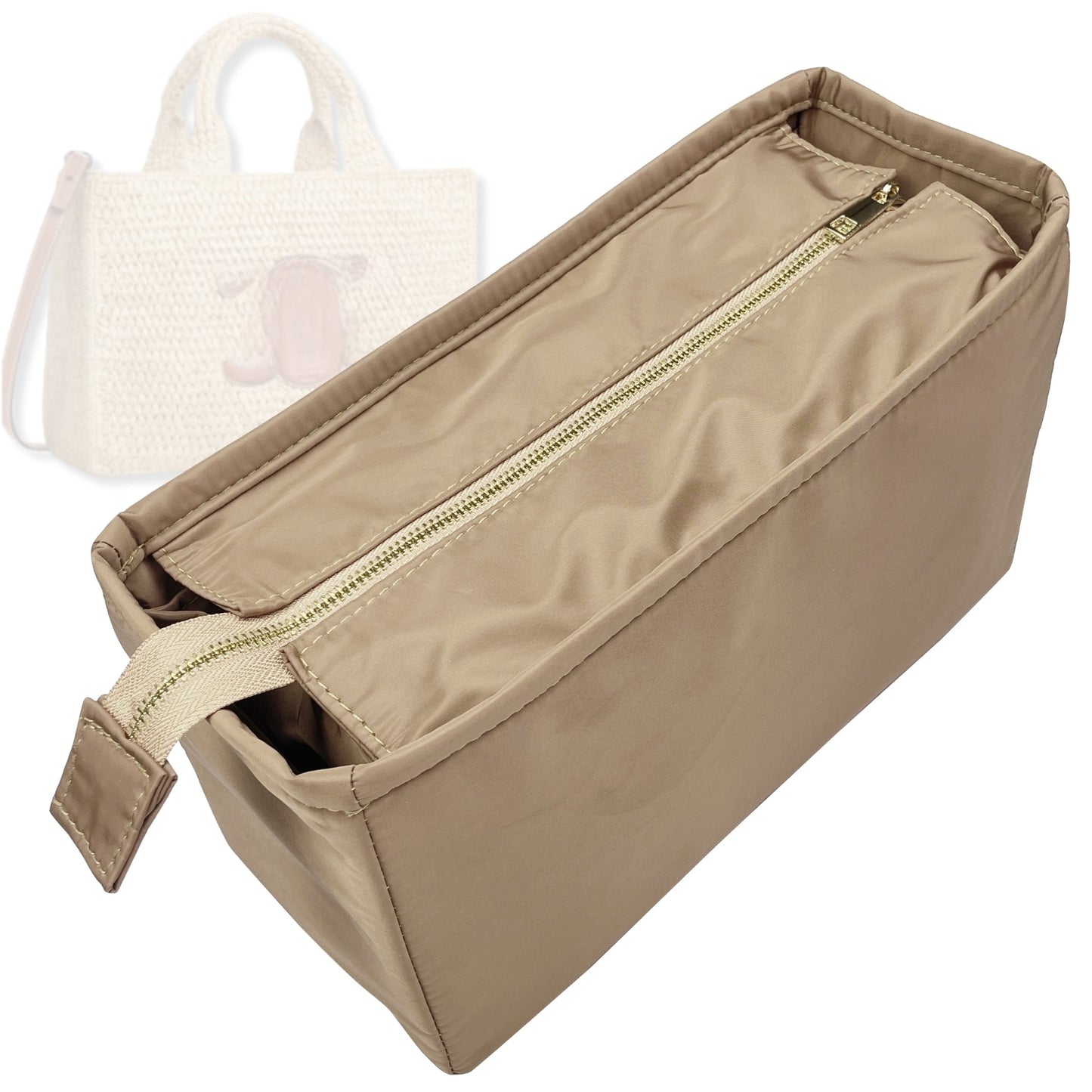 Bag Insert for (Celine, SMALL CABAS THAIS IN Raffia and calfskin) Organizer Tote Purse Organiser Liner Shaper [Premium Nylon Material]