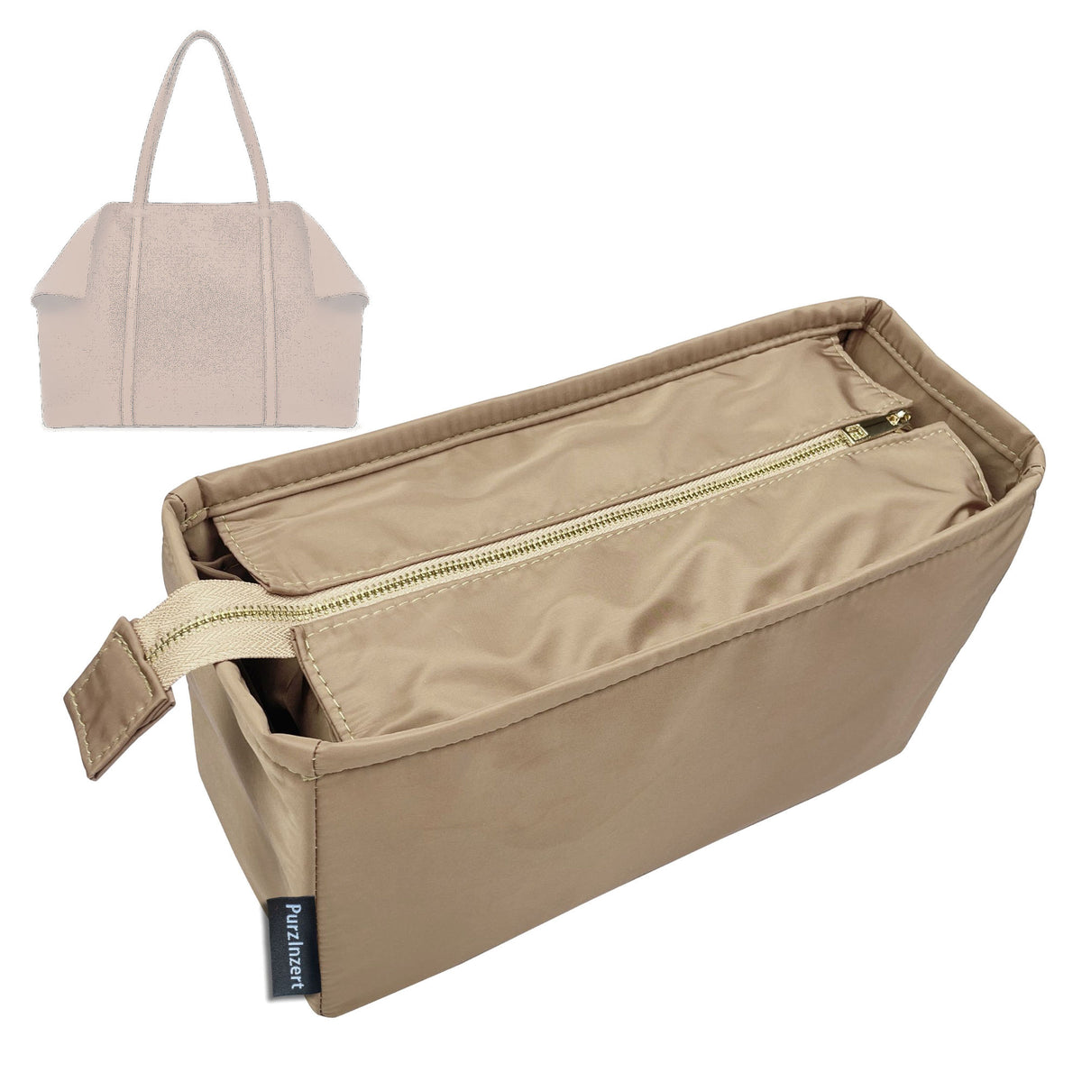 Bag Insert for (Ferragamo, Folded tote bag Large) Organizer Tote Purse Organiser Liner Shaper [Premium Nylon Material]