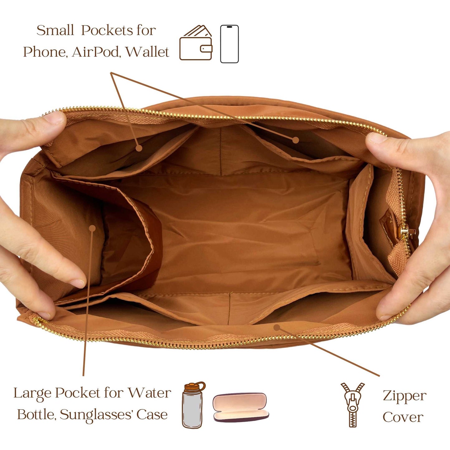 Bag Insert for (Hermes, Sac Deauville MM) Organizer of Nylon Fabric