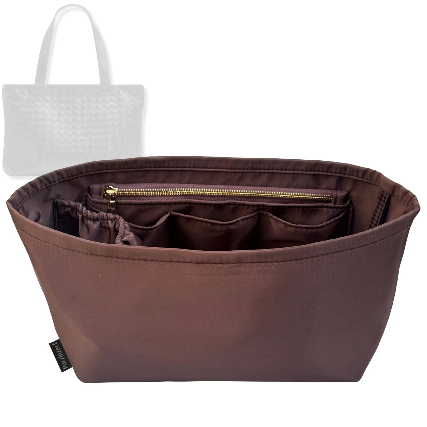 Bag Insert for (Bottega Veneta, Small Intrecciato Zipped Tote) Organizer Tote Purse Organiser Liner Shaper [Premium Nylon Material]