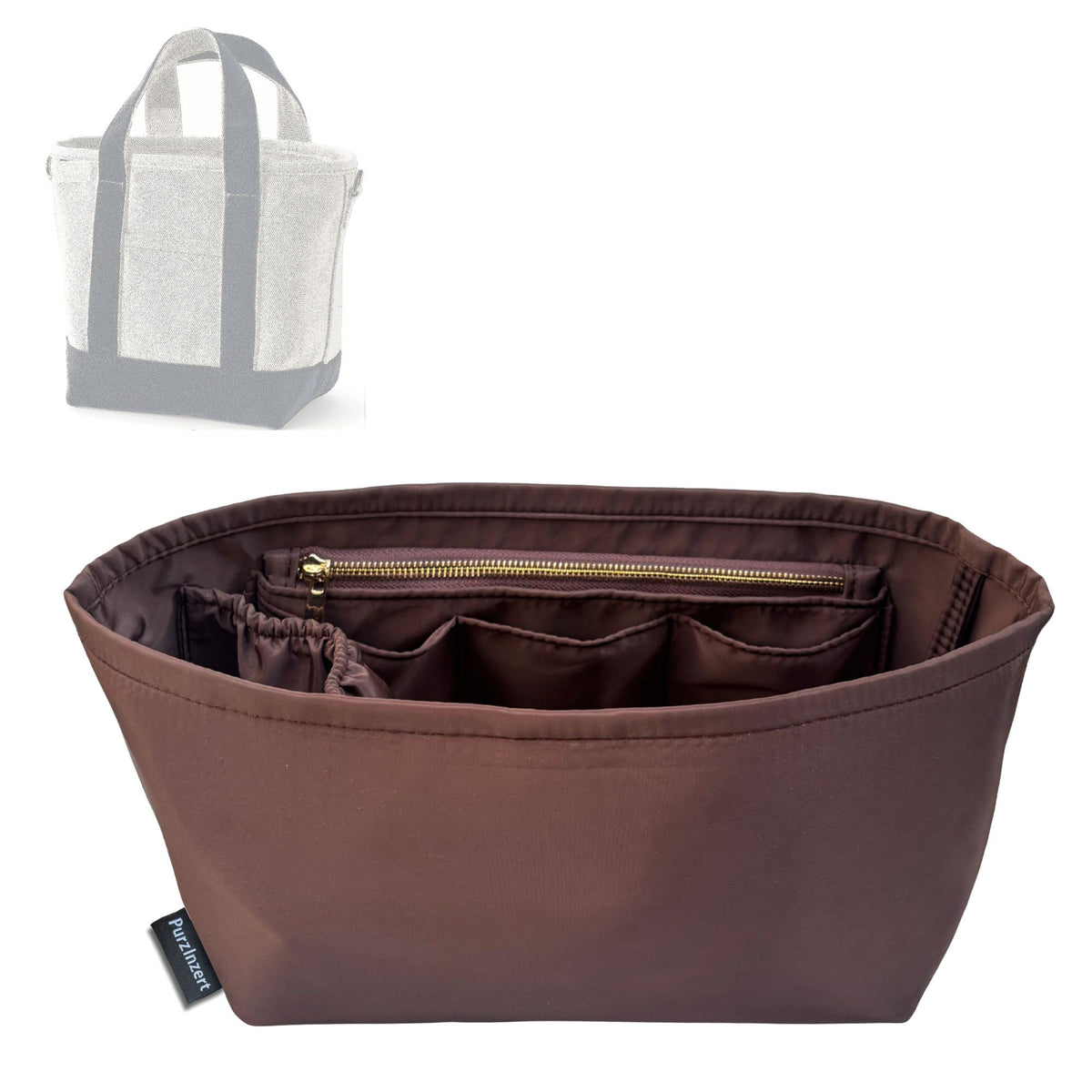 Bag Insert for (Lands End, Small 3 Pocket Open Top Canvas Tote Bag) Organizer Tote Purse Organiser Liner Shaper [Premium Nylon Material]
