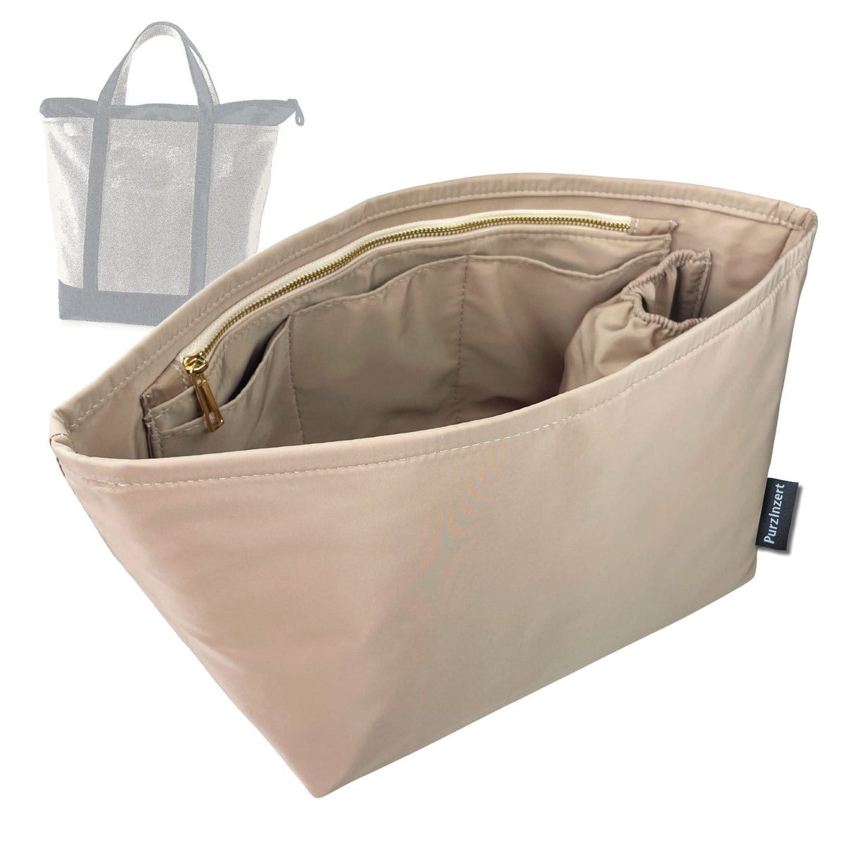 Bag Insert for (Lands End, Large 5 Pocket Zip Top Canvas Tote Bag) Organizer Tote Purse Organiser Liner Shaper [Premium Nylon Material]