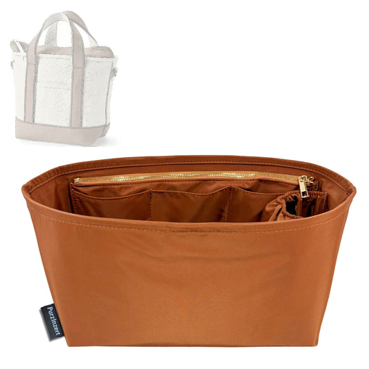 Bag Insert for (Lands End, Small 3 Pocket Zip Top Canvas Tote Bag) Organizer Tote Purse Organiser Liner Shaper [Premium Nylon Material]