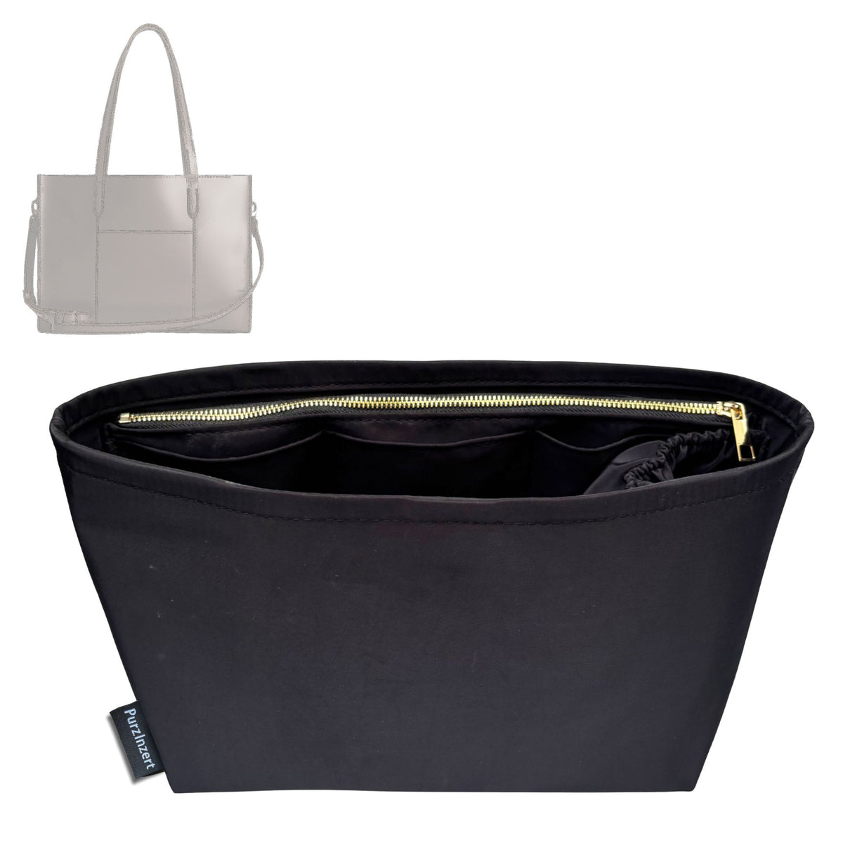Bag Insert for (Portland Leather Goods, Large Lola Zipper Crossbody Tote - Oversized East/West) Organizer Tote Purse Organiser Liner Shaper [Premium Nylon Material]