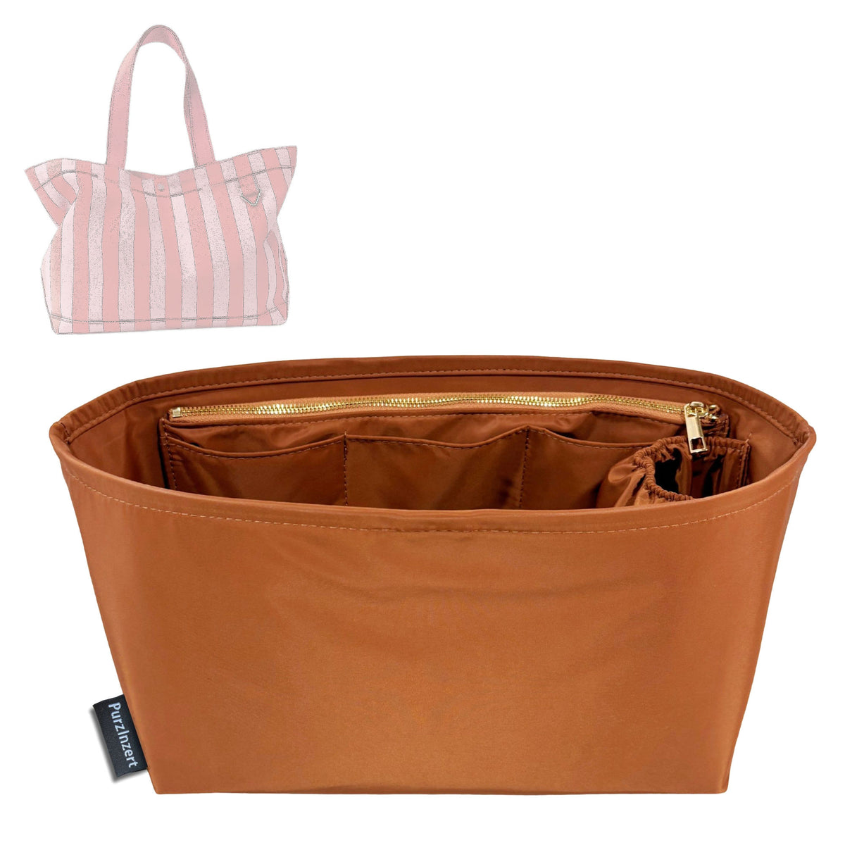 Bag Insert for (BaubleBar, Medium Striped Custom Alpha Tote) Organizer Tote Purse Organiser Liner Shaper [Premium Nylon Material]