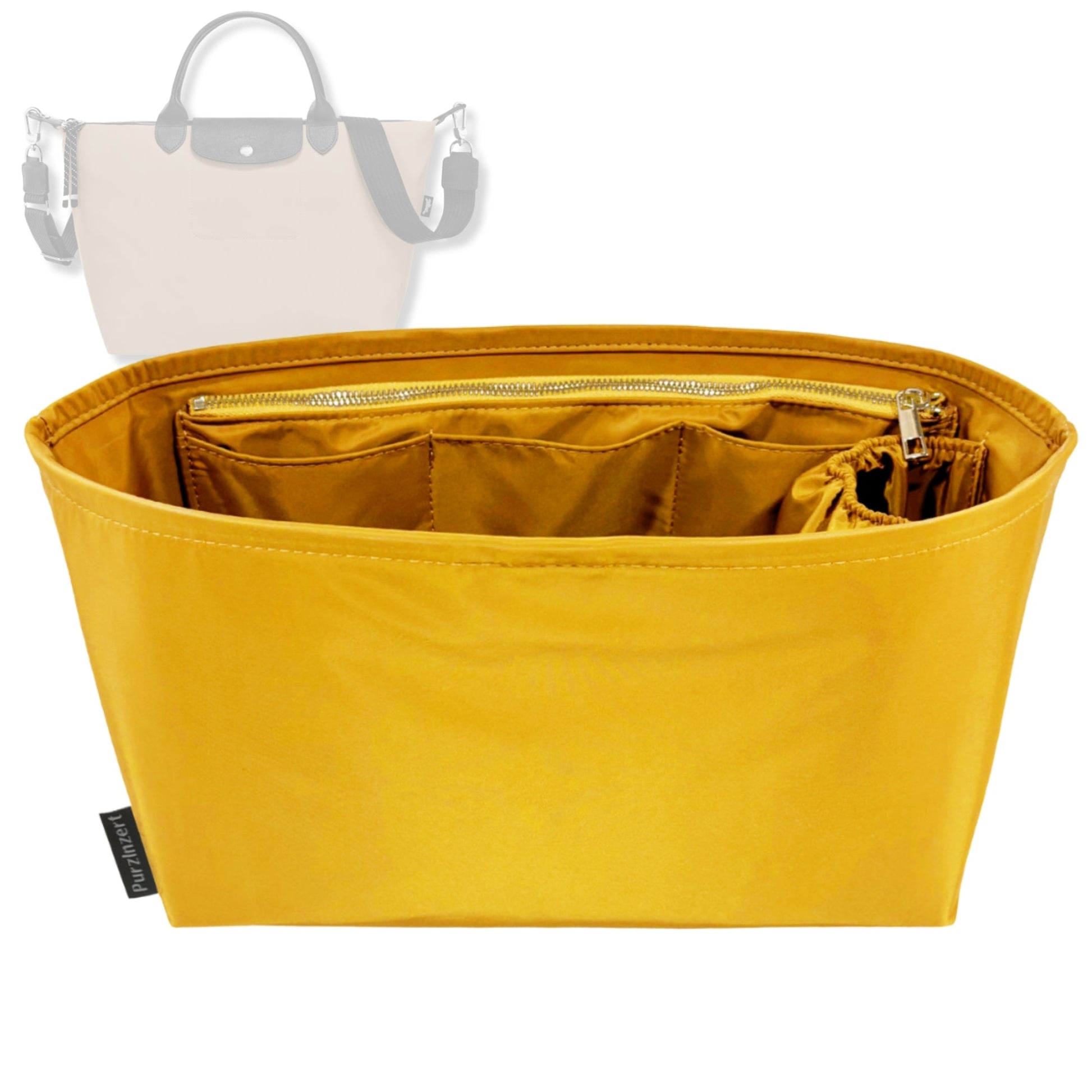 Bag Insert for (Longchamp, Le Pliage Cuir Top Handle Small) Organizer Tote Purse Organiser Liner Shaper [Premium Nylon Material]