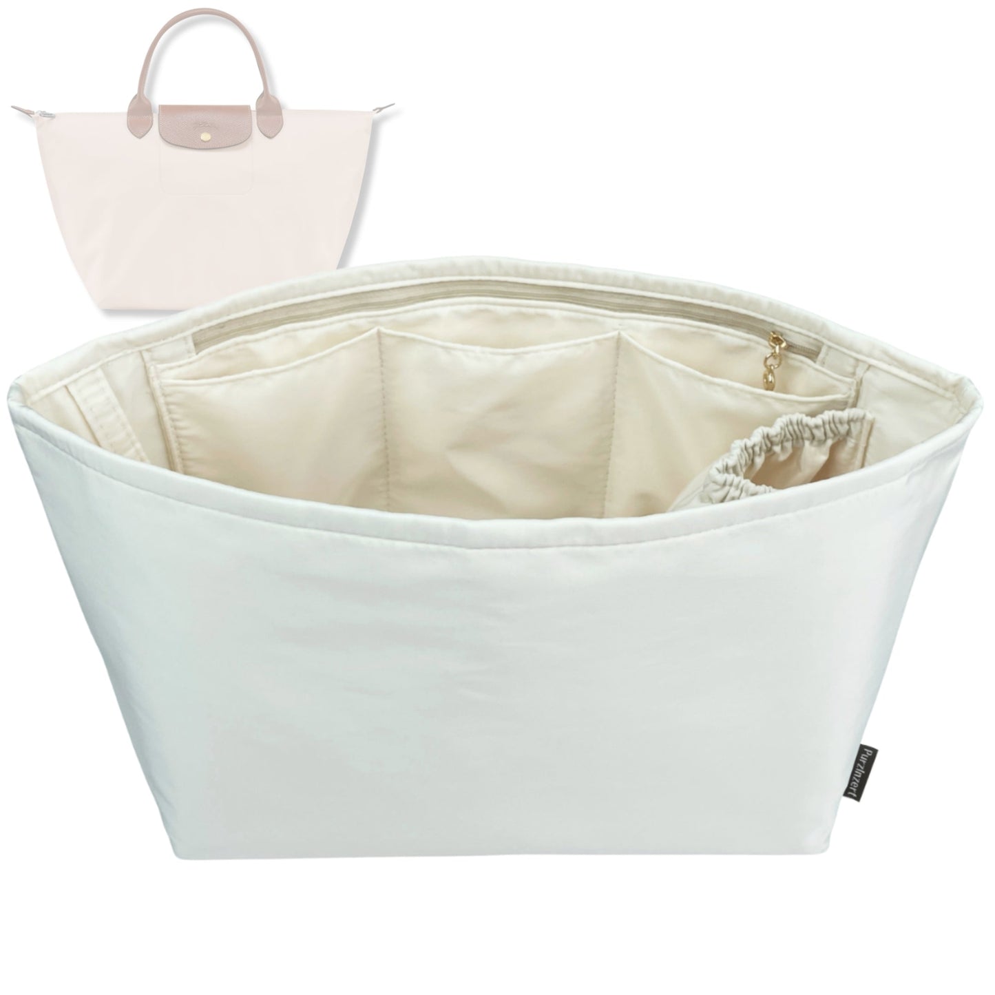 Bag Insert for (Longchamp, Le Pliage Original S Handbag) Organizer Tote Purse Organiser Liner Shaper [Premium Nylon Material]