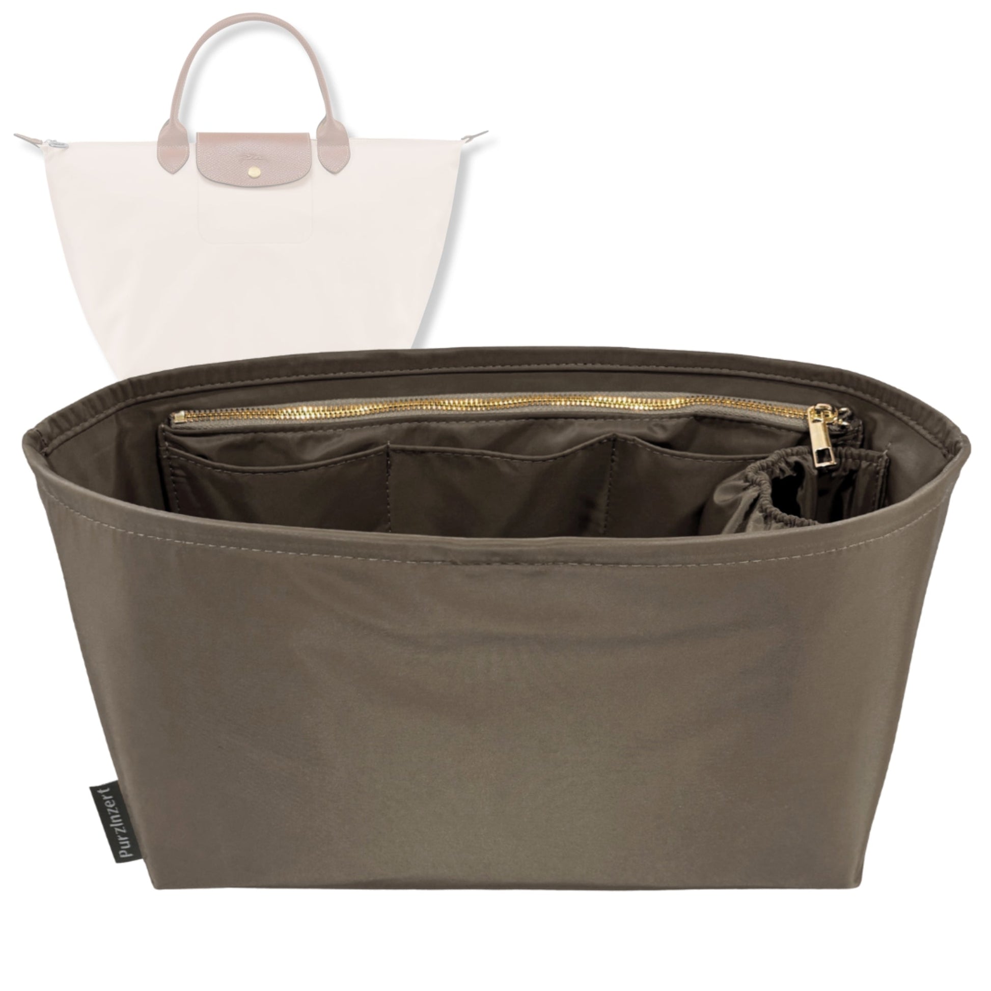 Bag Insert for (Longchamp, Le Pliage Original M Handbag) Organizer Tote Purse Organiser Liner Shaper [Premium Nylon Material]