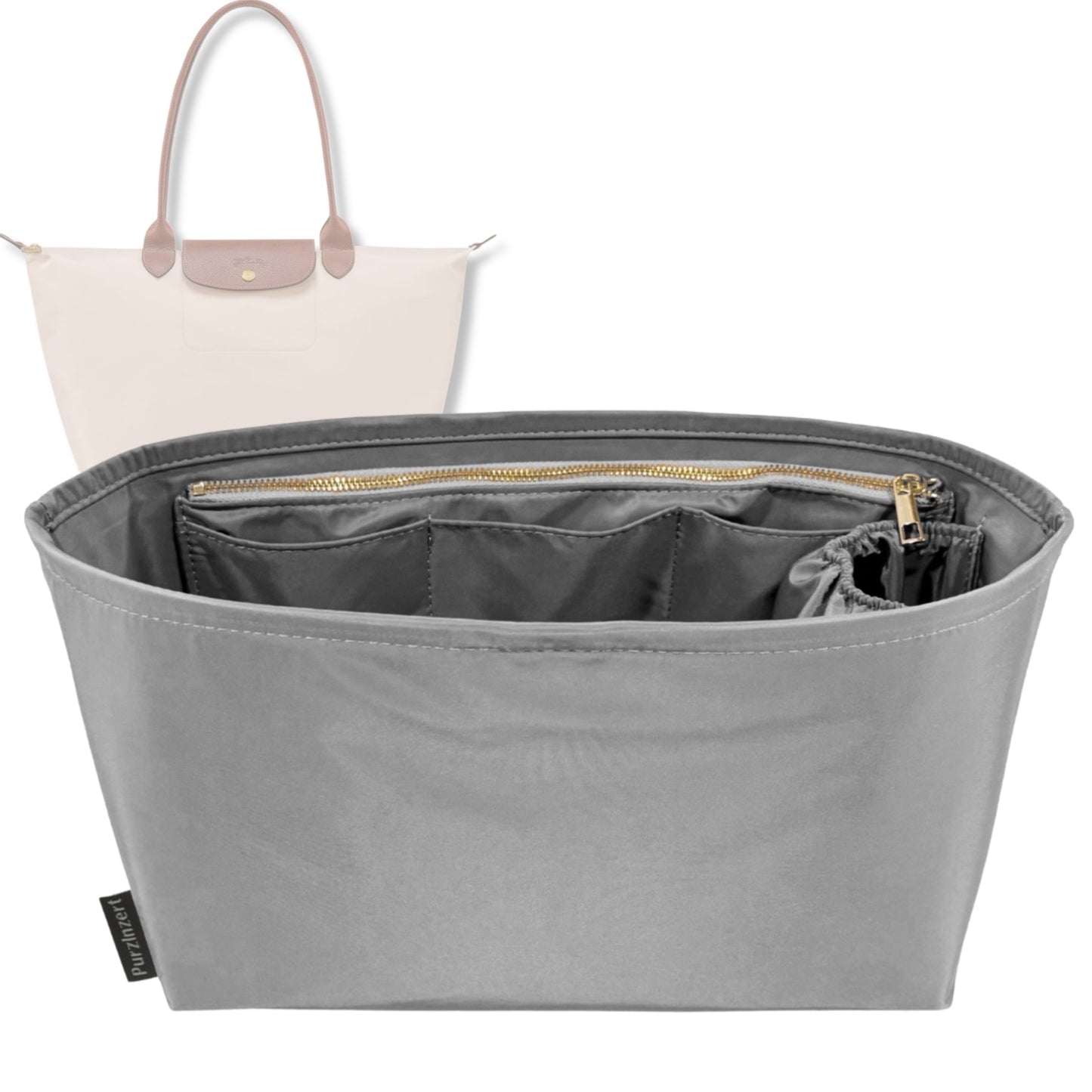 Bag Insert for (Longchamp, Le Pliage Collection L Tote) Organizer Tote Purse Organiser Liner Shaper [Premium Nylon Material]