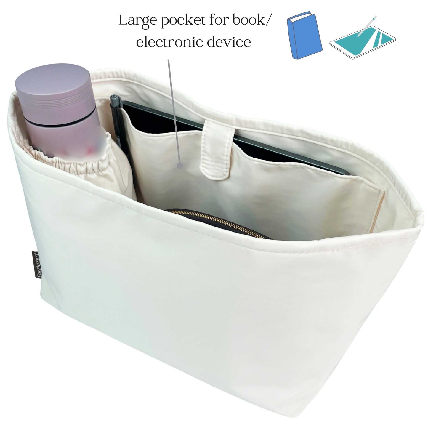 Bag Insert for (L.L.Bean, Tote Boat - Large) Organizer of Nylon Fabric