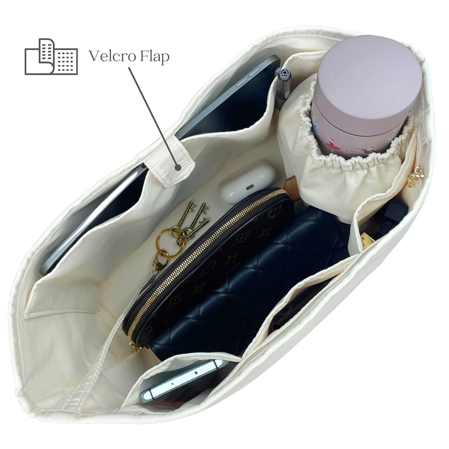 Bag Insert for (Coach, Hadley Turnlock Tote Bag) Organizer of Nylon Fabric