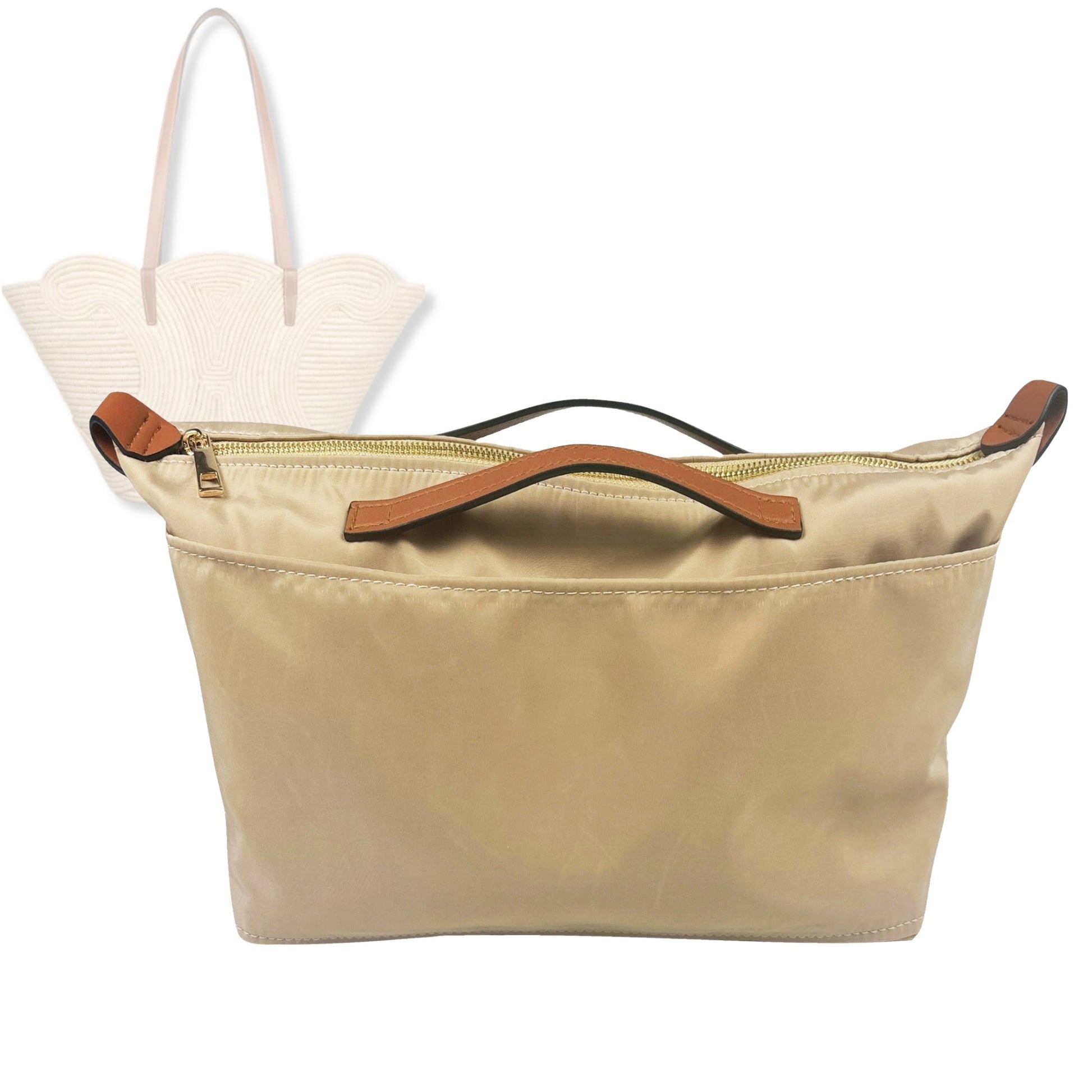 Bag Insert for (Celine, Classic Panier Braided Triomphe Small) Organizer Tote Purse Organiser Liner Shaper [Premium Nylon Material]