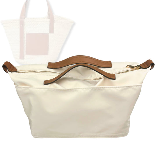Bag Insert for (Loewe, Medium Basket bag in palm leaf and calfskin) Organizer Tote Purse Organiser Liner Shaper [Premium Nylon Material]