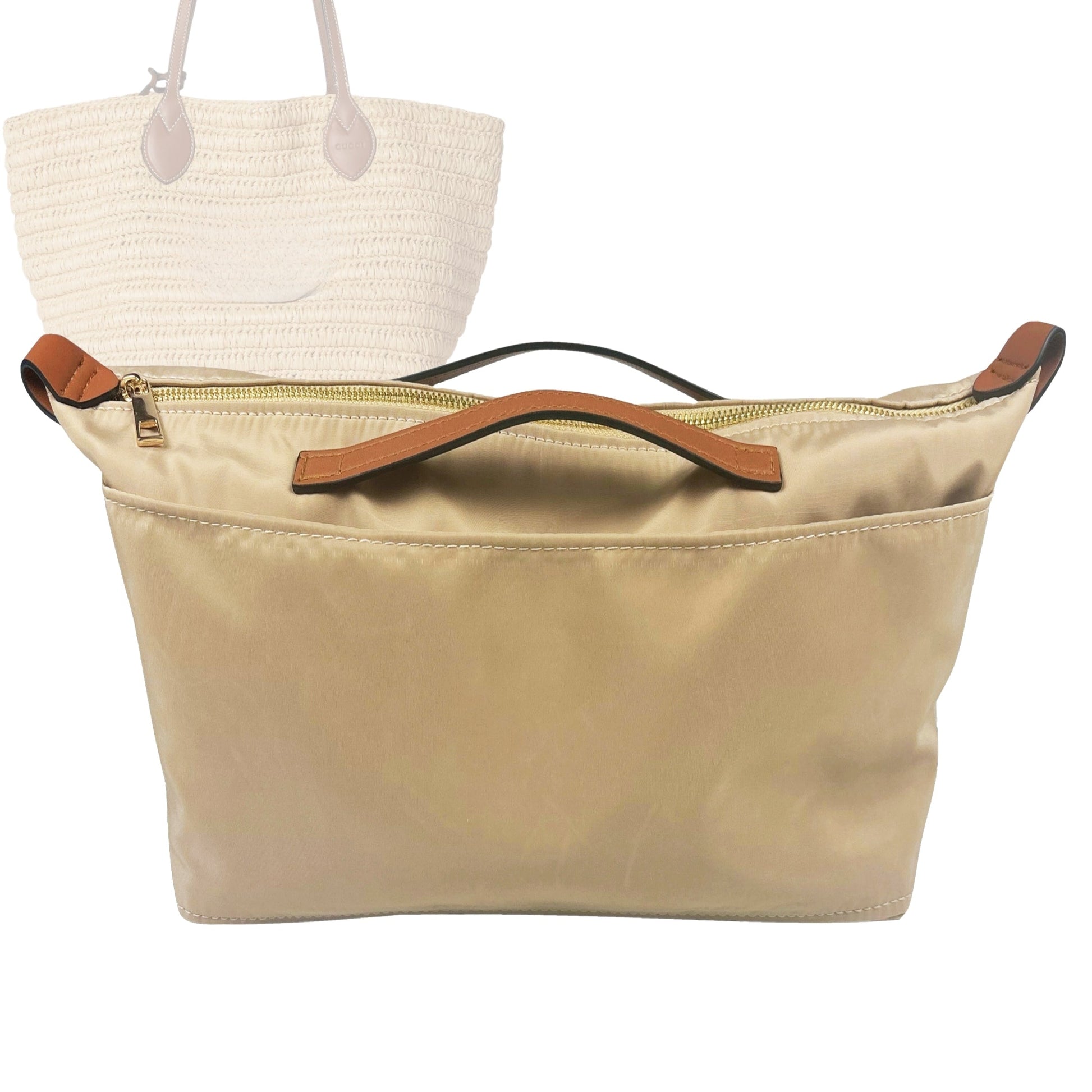 Bag Insert for (Gucci, Woven medium tote bag) Organizer Tote Purse Organiser Liner Shaper [Premium Nylon Material]