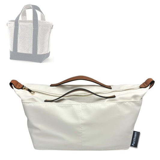 Bag Insert for (Lands End, Small 3 Pocket Open Top Canvas Tote Bag) Organizer Tote Purse Organiser Liner Shaper [Premium Nylon Material]