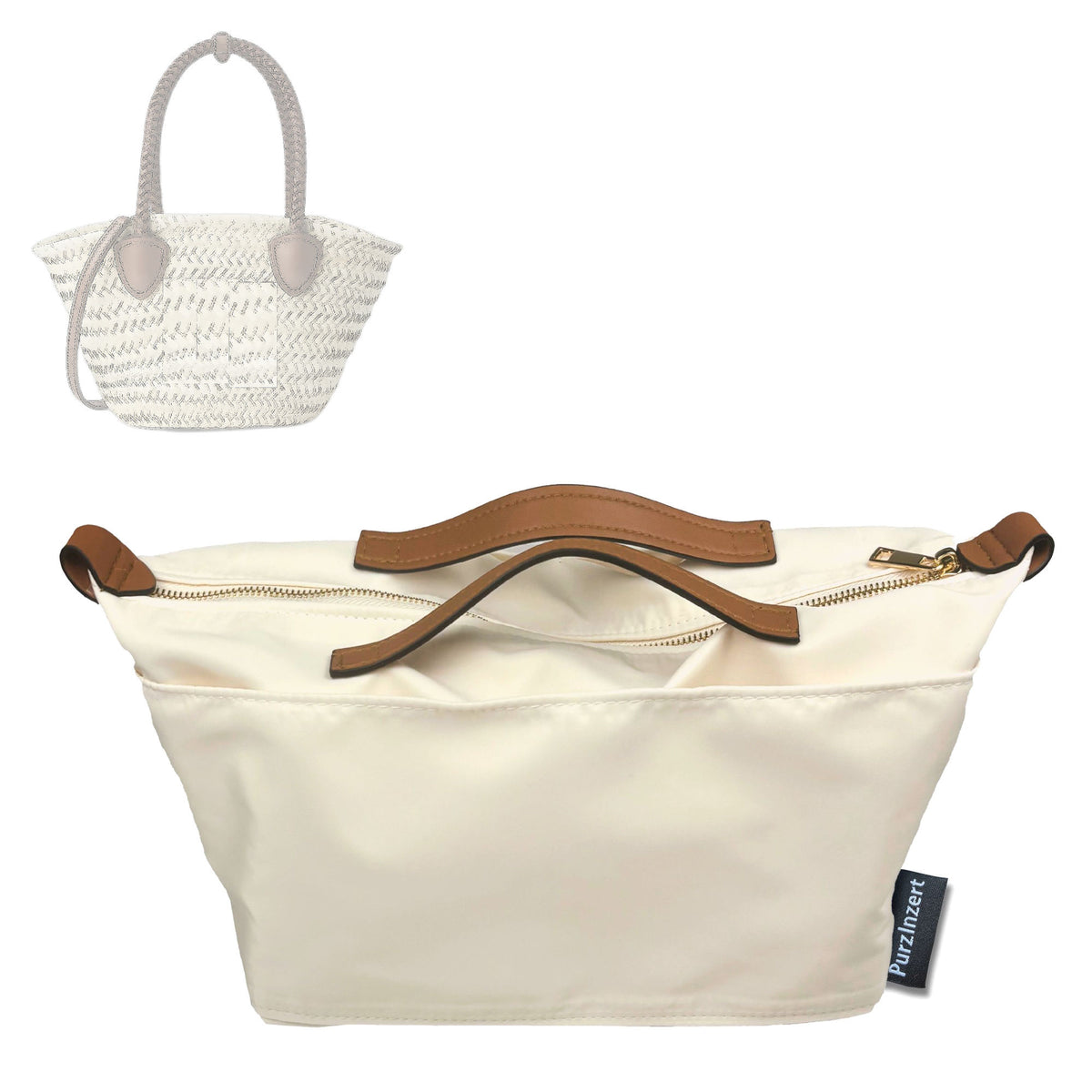 Bag Insert for (Miu Miu, Woven Fabric Tote) Organizer Tote Purse Organiser Liner Shaper [Premium Nylon Material]