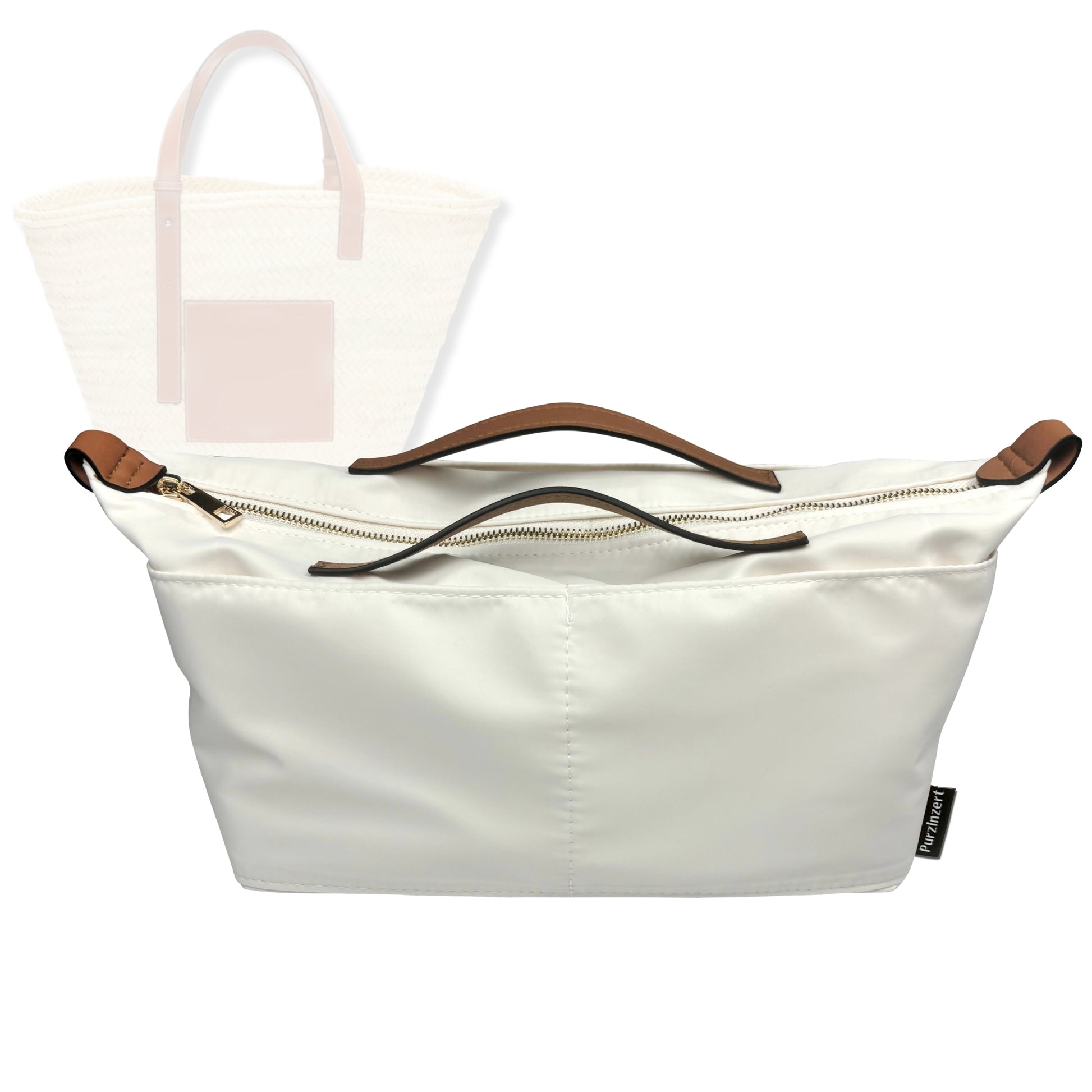 Bag Insert for (Loewe, Small Basket bag in palm leaf and calfskin) Organizer Tote Purse Organiser Liner Shaper [Premium Nylon Material]