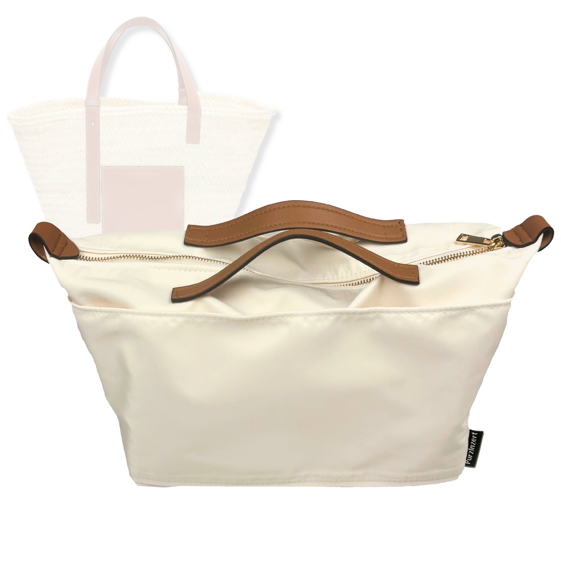 Bag Insert for (Loewe, Large Basket bag in palm leaf and calfskin) Organizer Tote Purse Organiser Liner Shaper [Premium Nylon Material]