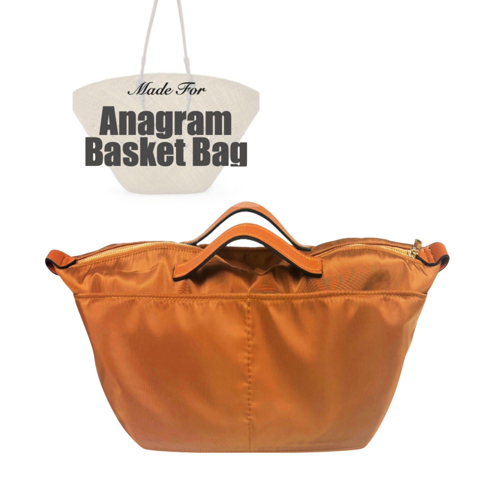 [Loewe Small Anagram Basket bag in iraca palm and calfskin] Bag Organizer (Nylon, ZipHandle)