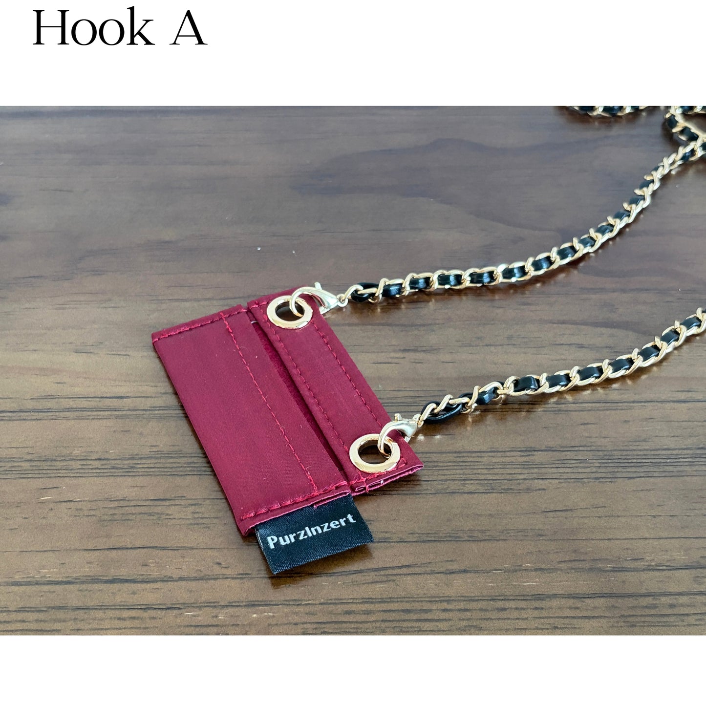 【Hook A-Gold】Silk Conversion Kit for (Chanel Classic Flap Card Holder) to Crossbody Bag, DIY Wallet Handbag, Satin Insert with 120cm Leather Chain