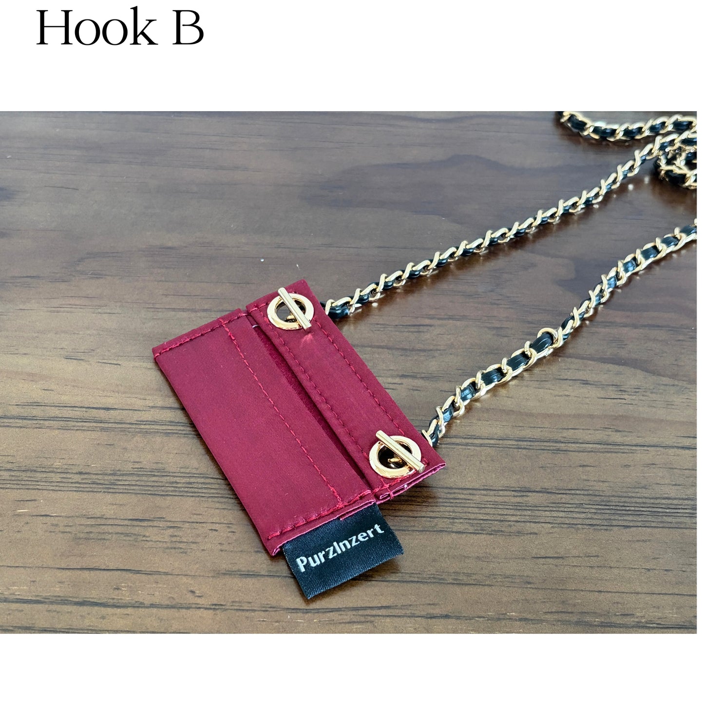 【Hook A-Gold】Silk Conversion Kit for (Chanel Classic Flap Card Holder) to Crossbody Bag, DIY Wallet Handbag, Satin Insert with 120cm Leather Chain