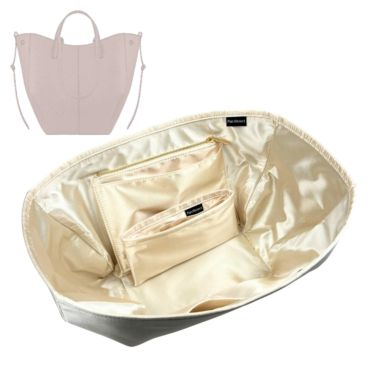 Bag Insert for (Polene, Cyme Tote) Organizer Tote Purse Organiser Liner Shaper [Premium Silk Material]