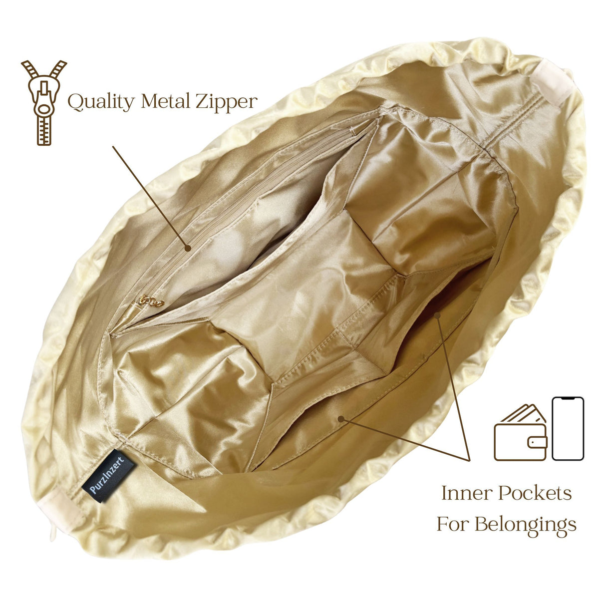 Bag Insert for (Polene, Cyme Tote) Organizer of Silk Fabric