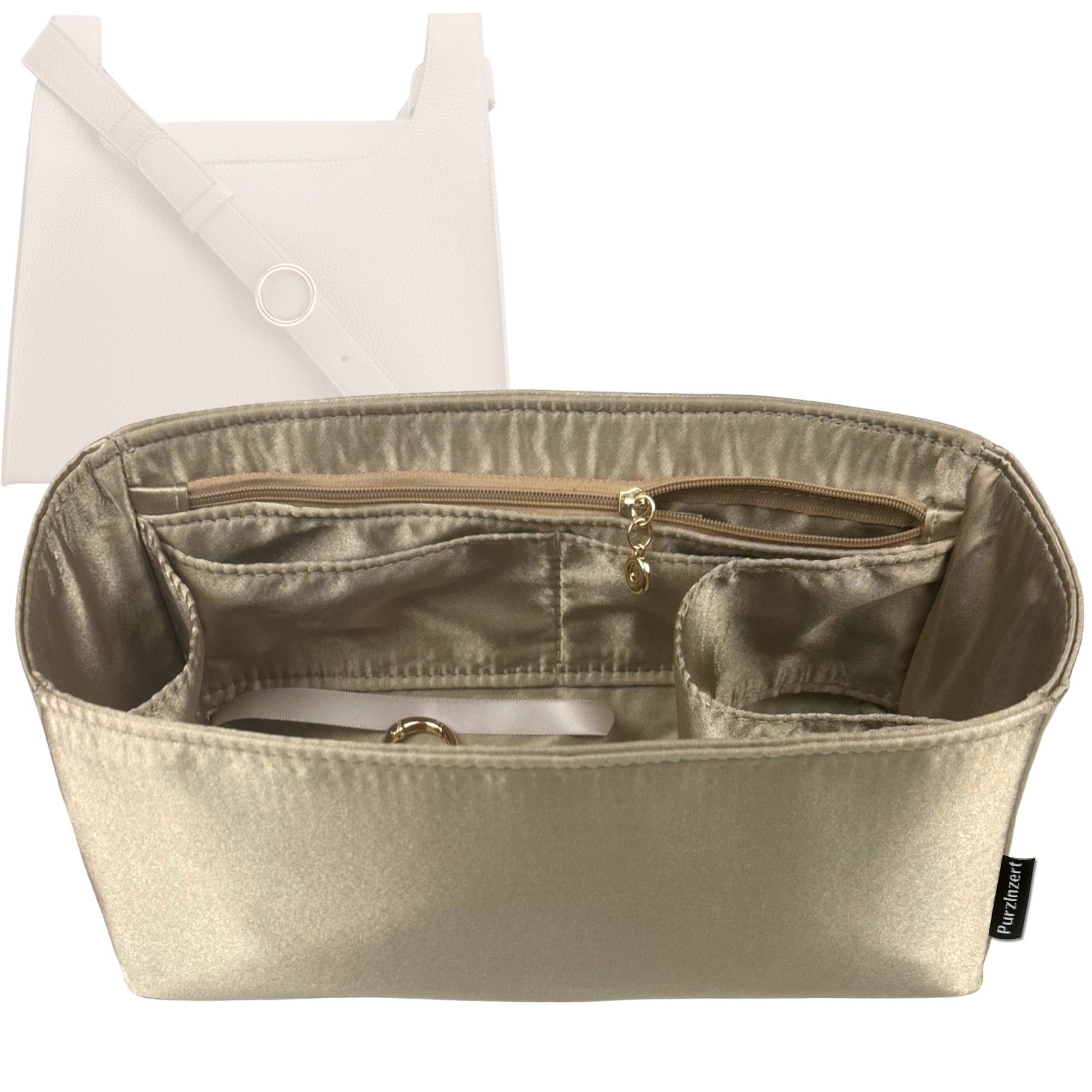 Bag Insert for (Cuyana, Double Loop Bag) Organizer Tote Purse Organiser Liner Shaper [Premium Silk Material]