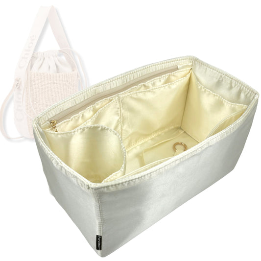 Bag Insert for (Chloe, Small Woody Basket) Organizer Tote Purse Organiser Liner Shaper [Premium Silk Material]
