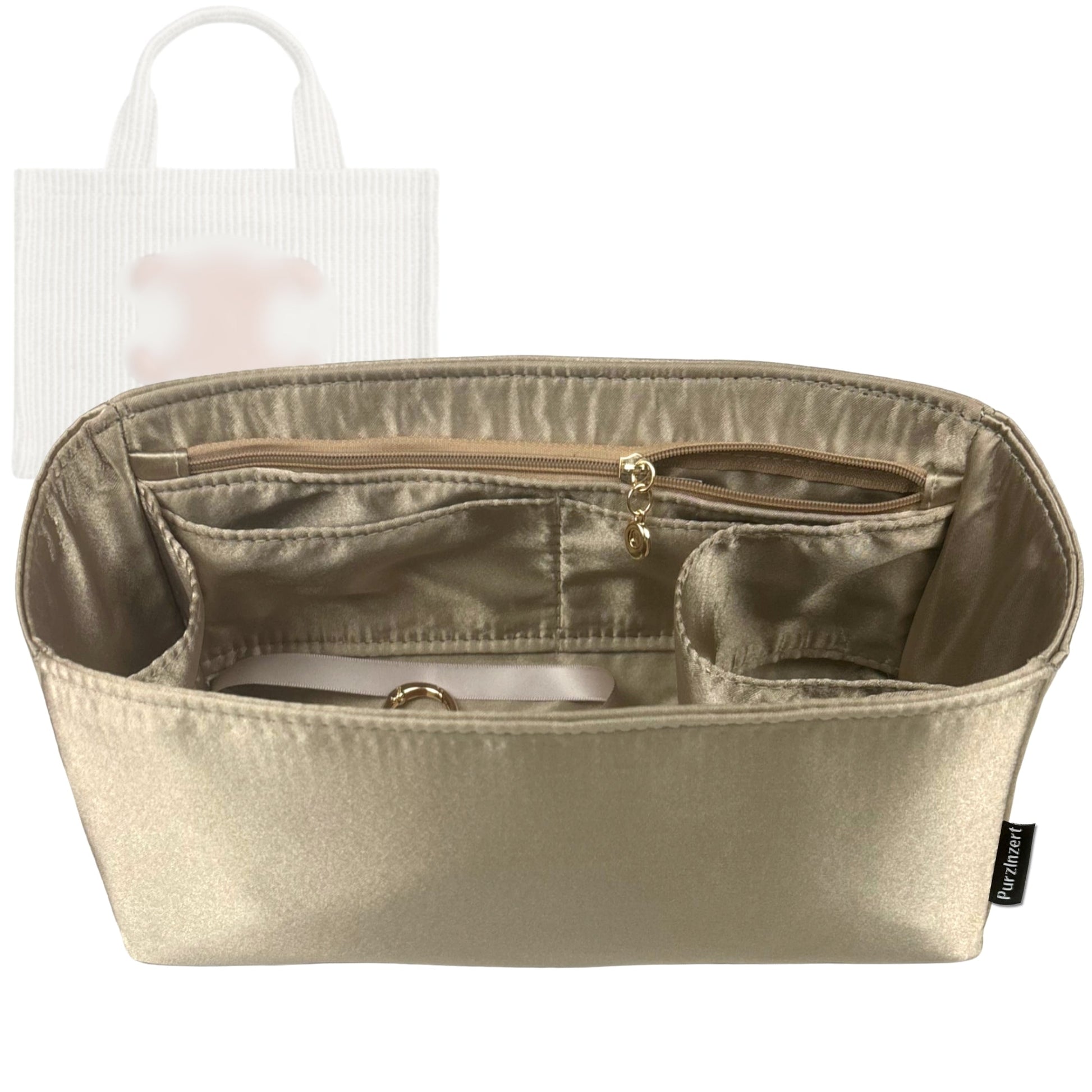 Bag Insert for (Celine, Small Cabas Thais) Organizer Tote Purse Organiser Liner Shaper [Premium Silk Material]