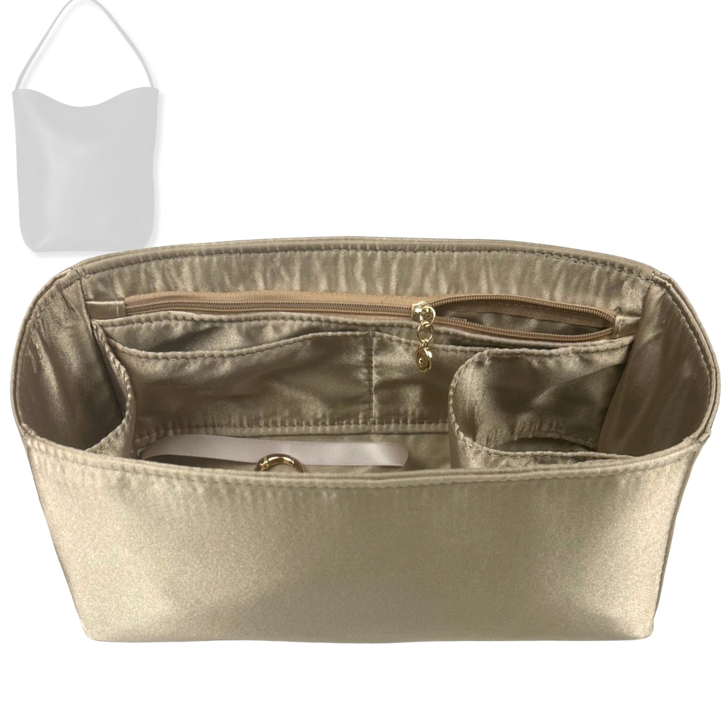 Bag Insert for (The Row, Small N/S Park Tote) Organizer Tote Purse Organiser Liner Shaper [Premium Silk Material]