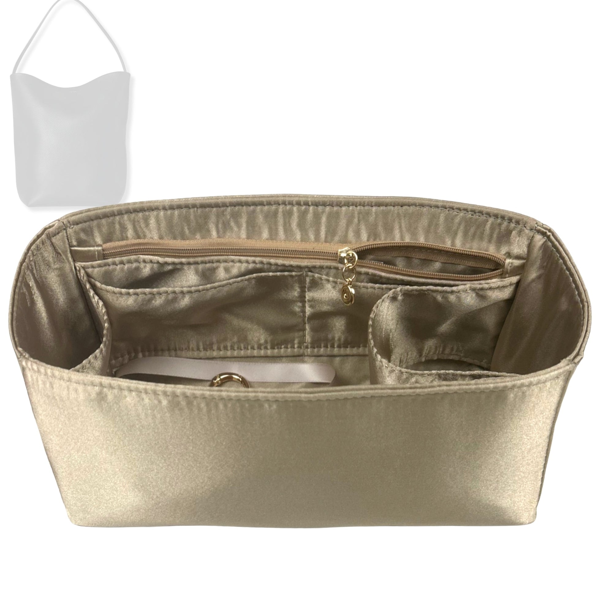 Bag Insert for (The Row, Small N/S Park Tote) Organizer Tote Purse Organiser Liner Shaper [Premium Silk Material]