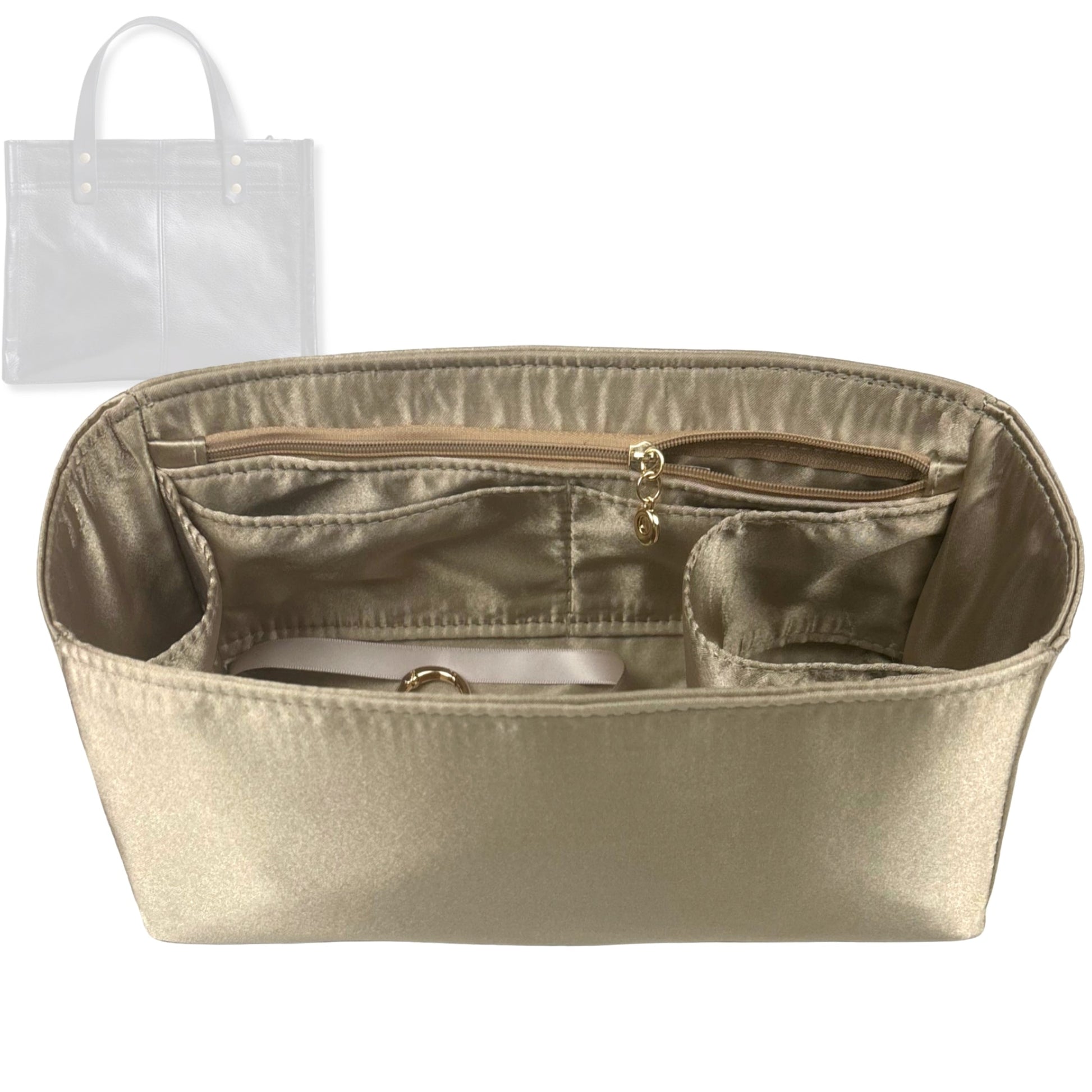 Bag Insert for (Parker Thatch, Micro Mimi) Organizer Tote Purse Organiser Liner Shaper [Premium Silk Material]