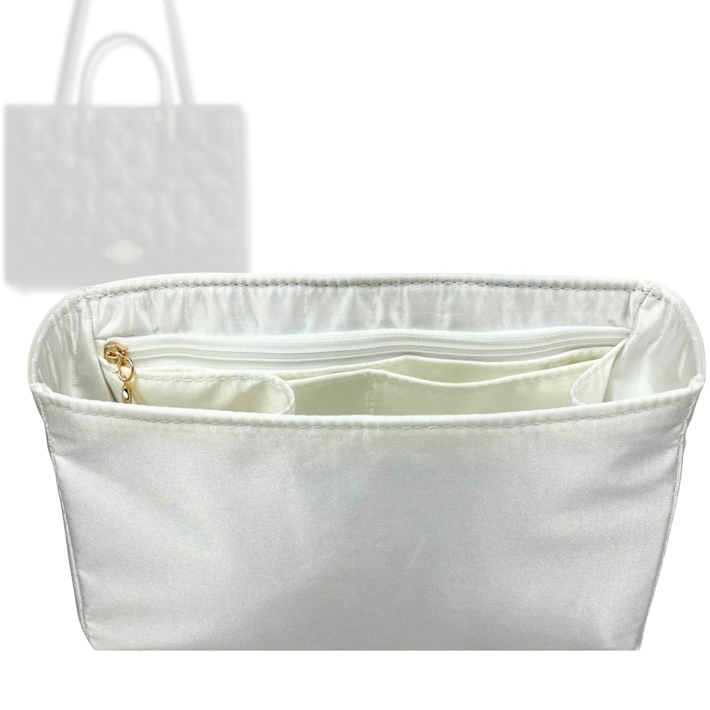 Bag Insert for (Coach, Maggie Small Tote Bag) Organizer Tote Purse Organiser Liner Shaper [Premium Silk Material]
