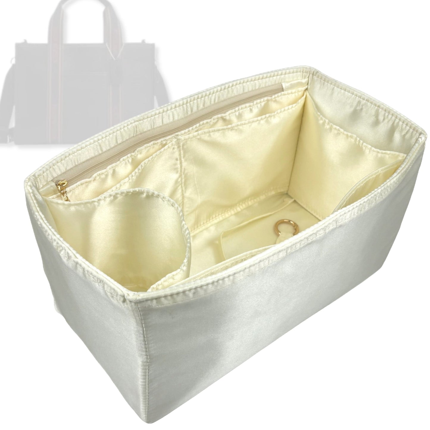 Bag Insert for (Coach, Smith Tote Bag 24) Organizer Tote Purse Organiser Liner Shaper [Premium Silk Material]