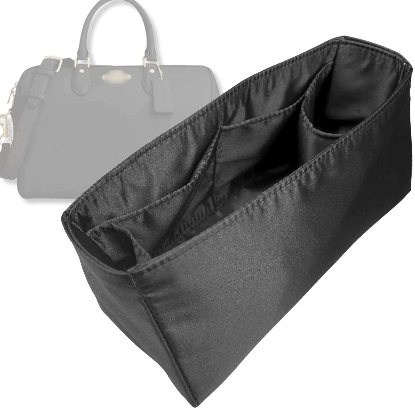 Bag Insert for (Coach, Rowan Regular Satchel) Organizer Tote Purse Organiser Liner Shaper [Premium Silk Material]