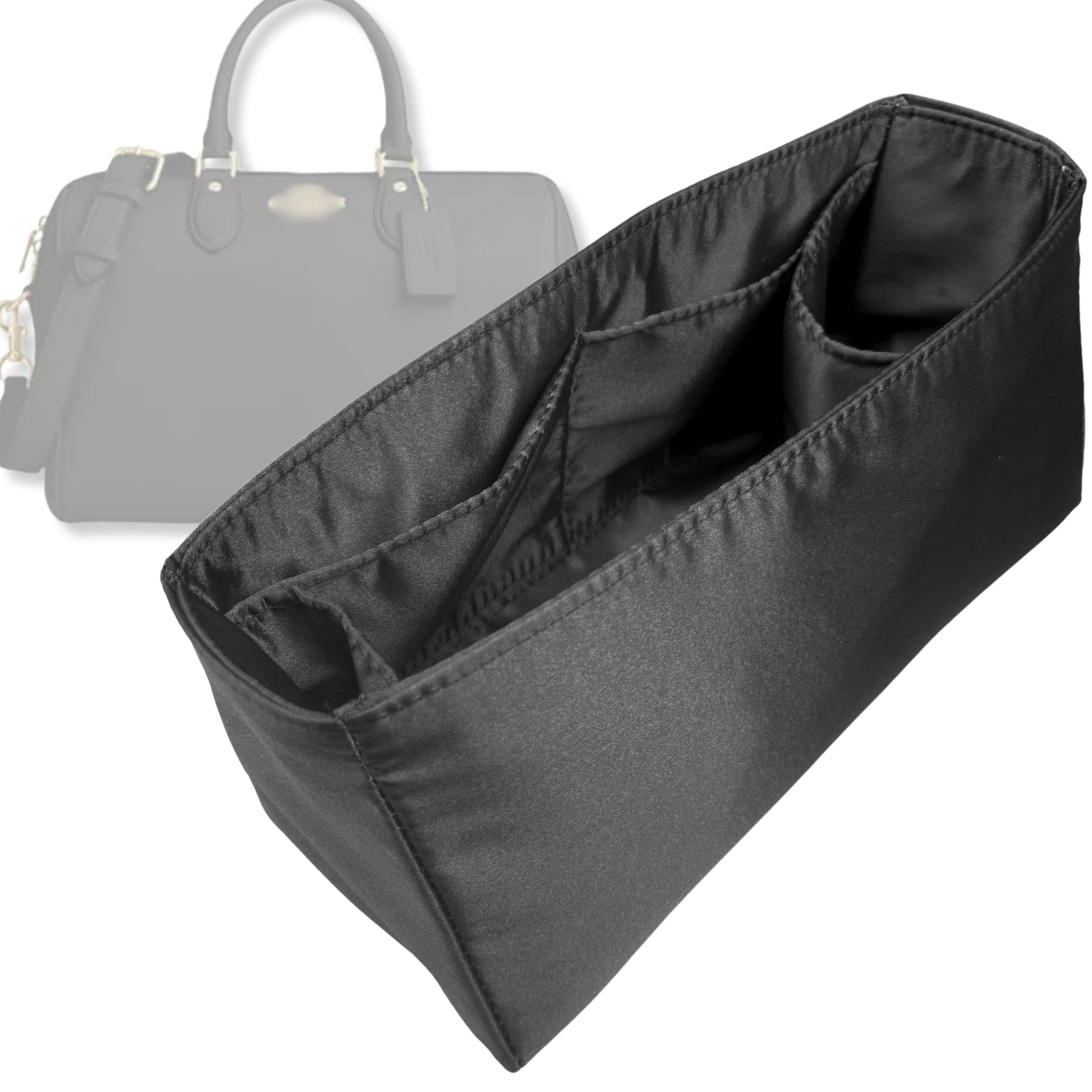 Bag Insert for (Coach, Rowan Regular Satchel) Organizer Tote Purse Organiser Liner Shaper [Premium Silk Material]