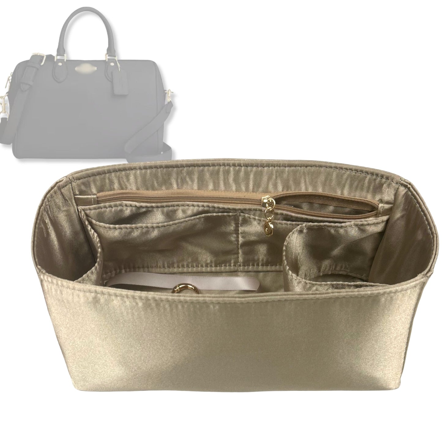 Bag Insert for (Coach, Rowan Mini Satchel) Organizer Tote Purse Organiser Liner Shaper [Premium Silk Material]