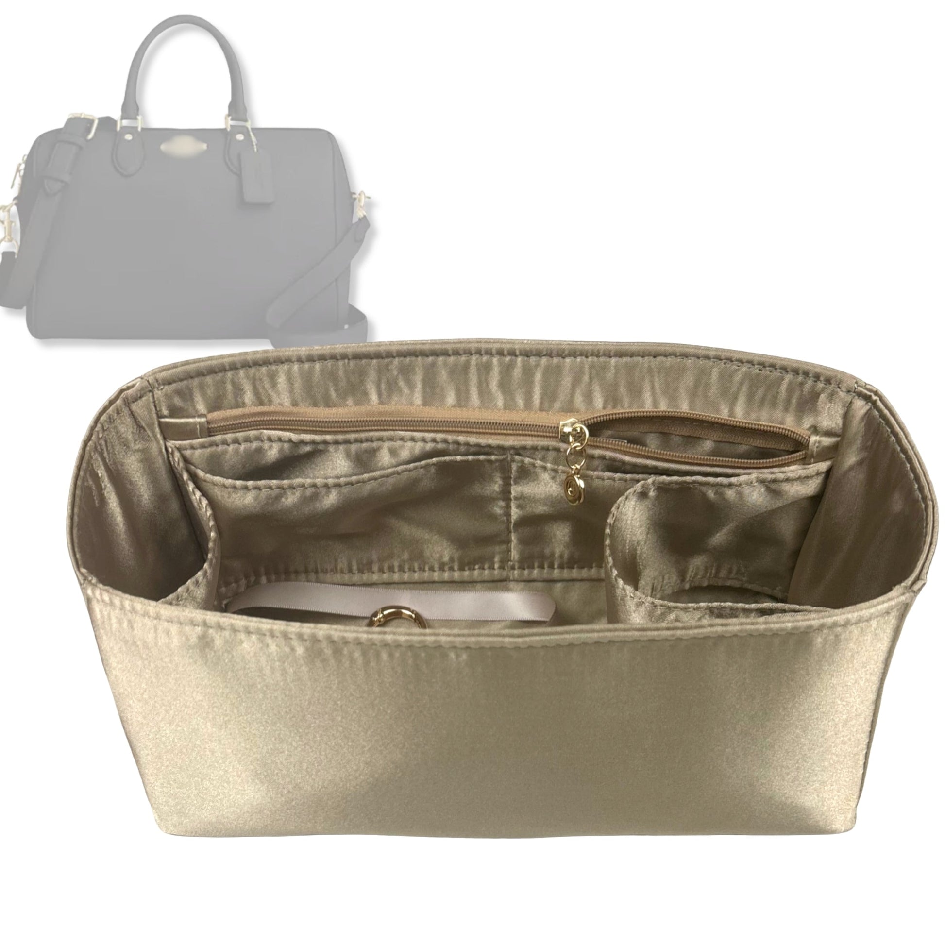 Bag Insert for (Coach, Rowan Mini Satchel) Organizer Tote Purse Organiser Liner Shaper [Premium Silk Material]