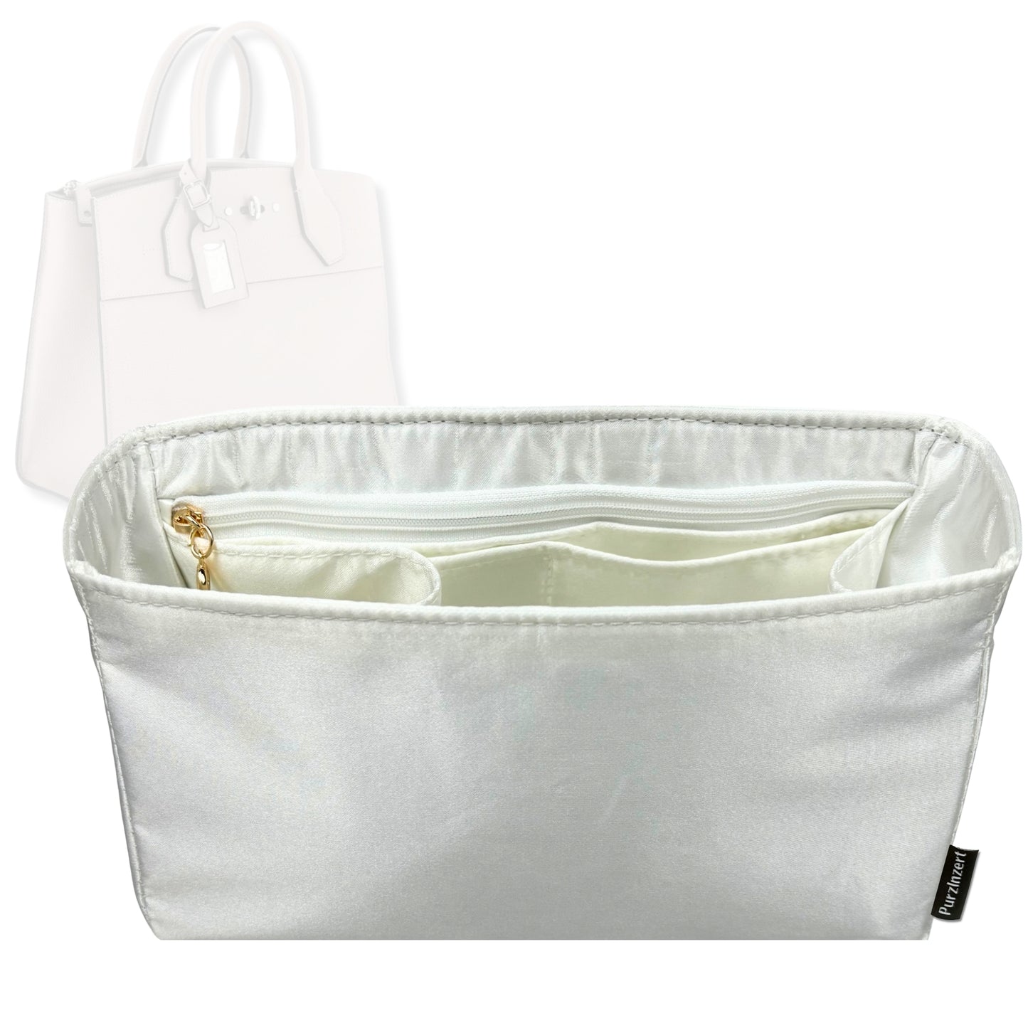 Bag Insert for (LV, City Steamer GM (Large)) Organizer Tote Purse Organiser Liner Shaper [Premium Silk Material]