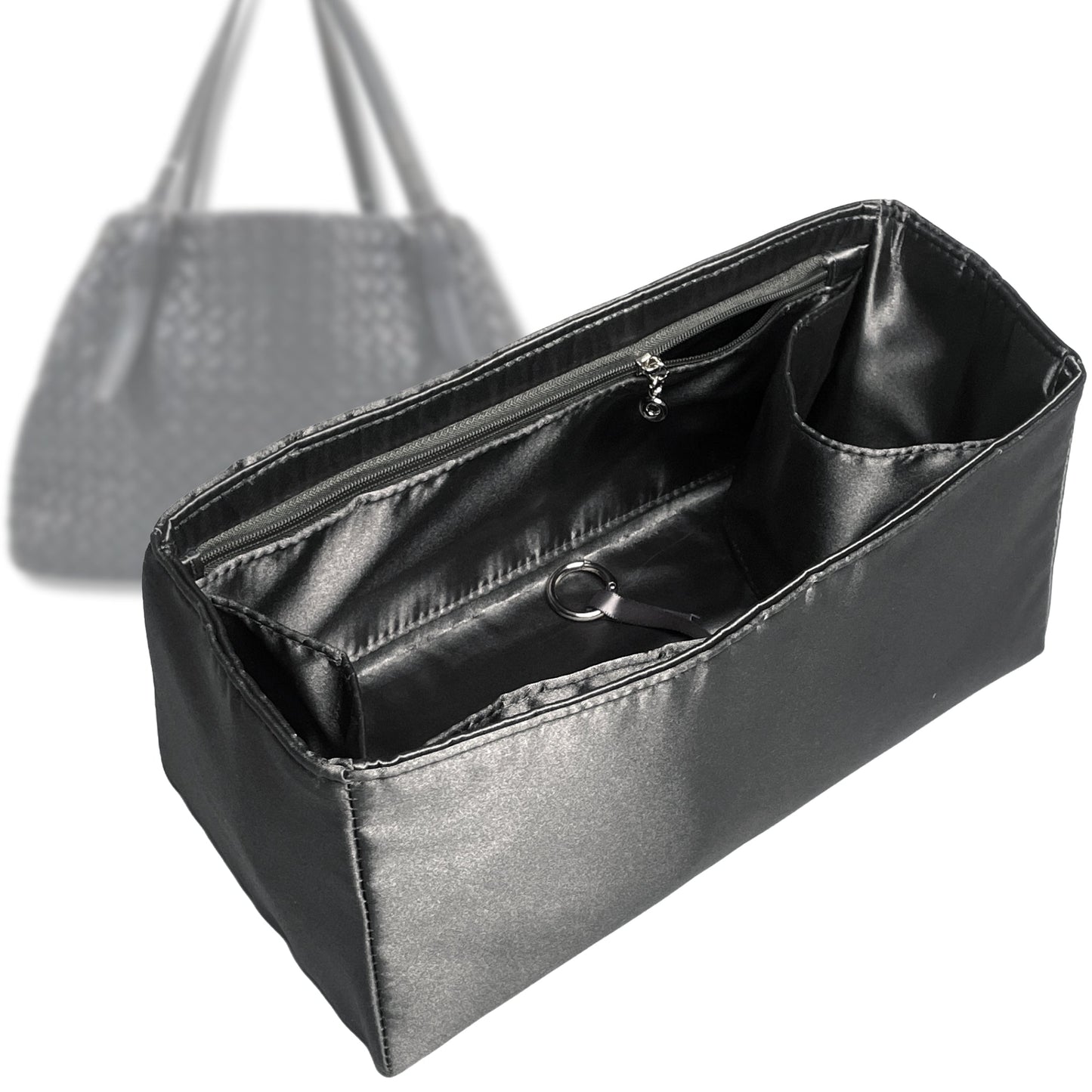 Bag Insert for (Bottega Veneta, Large Nappa Intrecciato Cesta tote bag) Organizer Tote Purse Organiser Liner Shaper [Premium Silk Material]