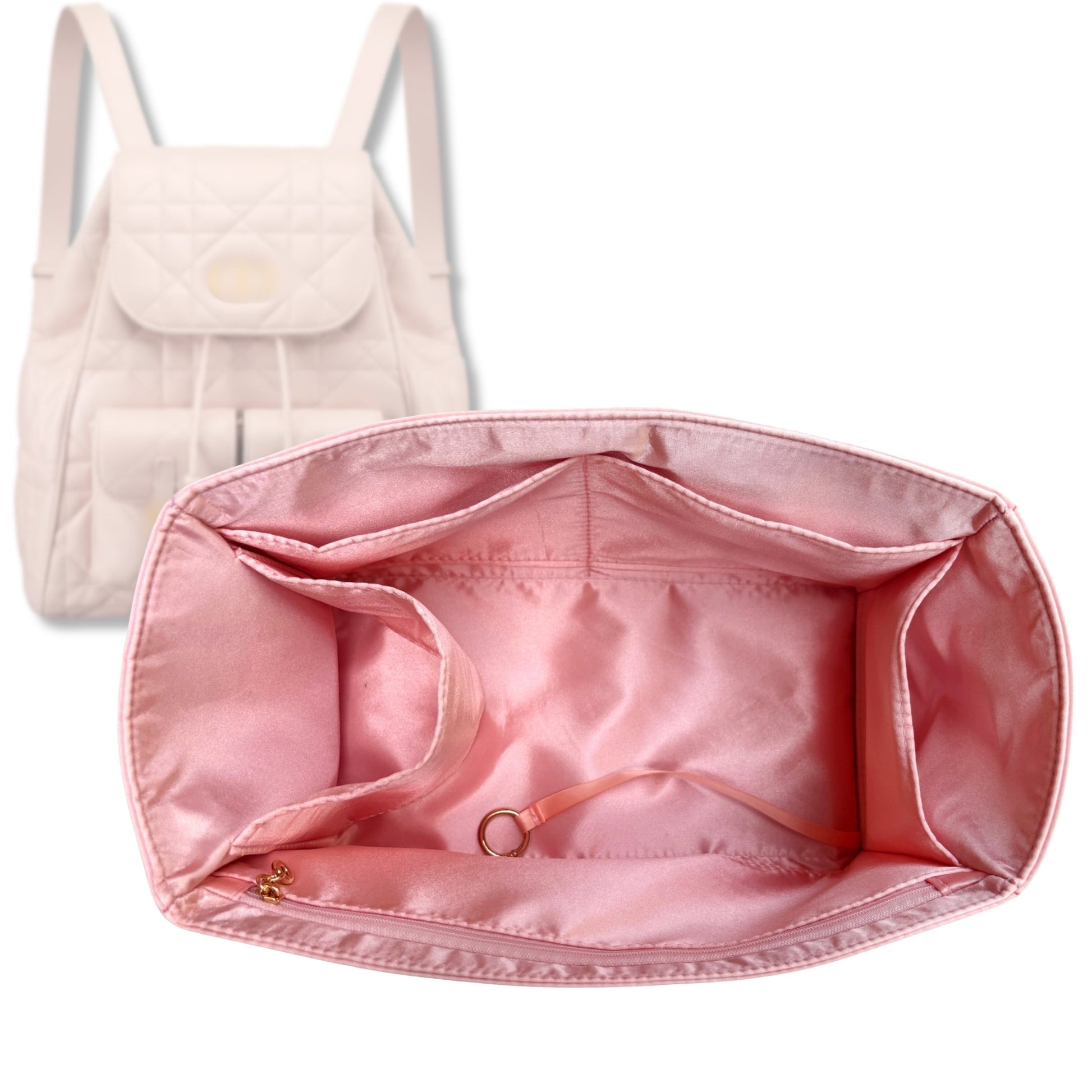 Bag Insert for (Dior, Medium Caro Backpack) Organizer Tote Purse Organiser Liner Shaper [Premium Silk Material]