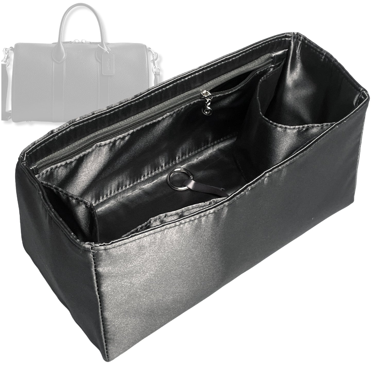 Bag Insert for (Coach, COMPASS BAG 25) Organizer Tote Purse Organiser Liner Shaper [Premium Silk Material]